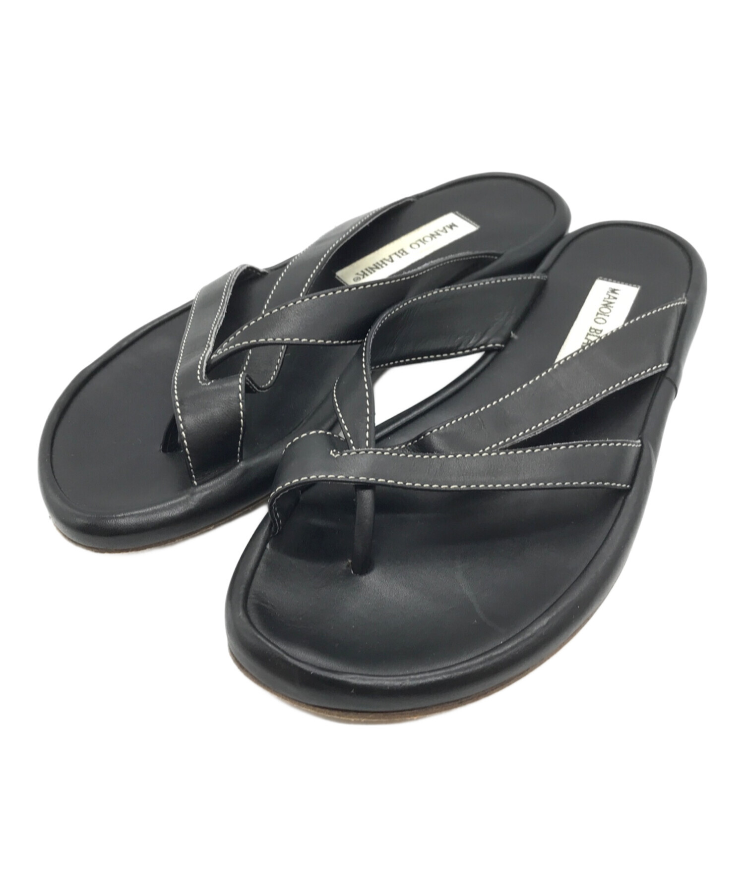 中古・古着通販】Manolo Blahnik (マノロブラニク) レザーフラット 