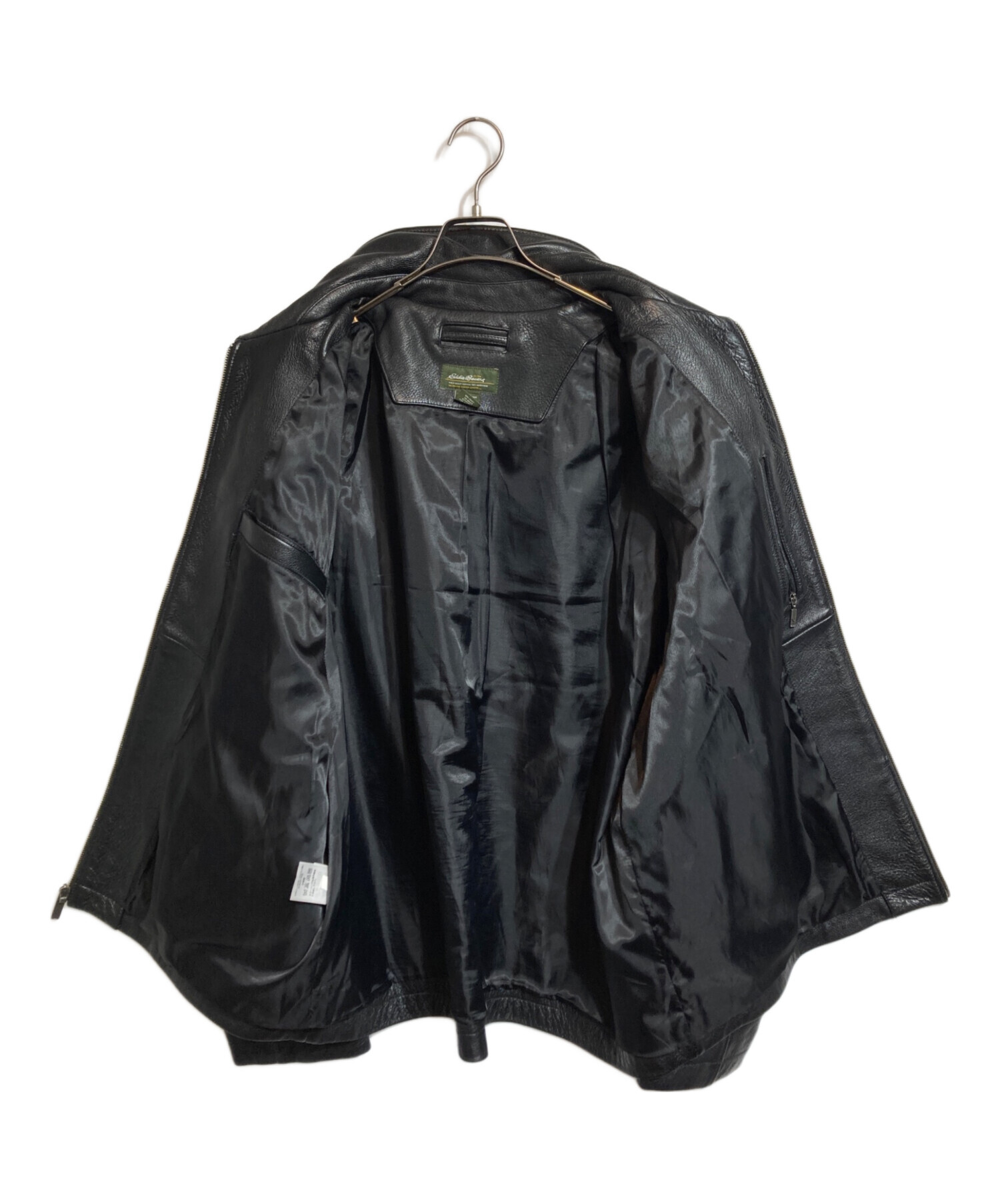 Eddie Bauer エディーバウアー レザージャケット ブラック 牛革 Eddie Bauer エディーバウアー レザージャケット 黒に近いダーク