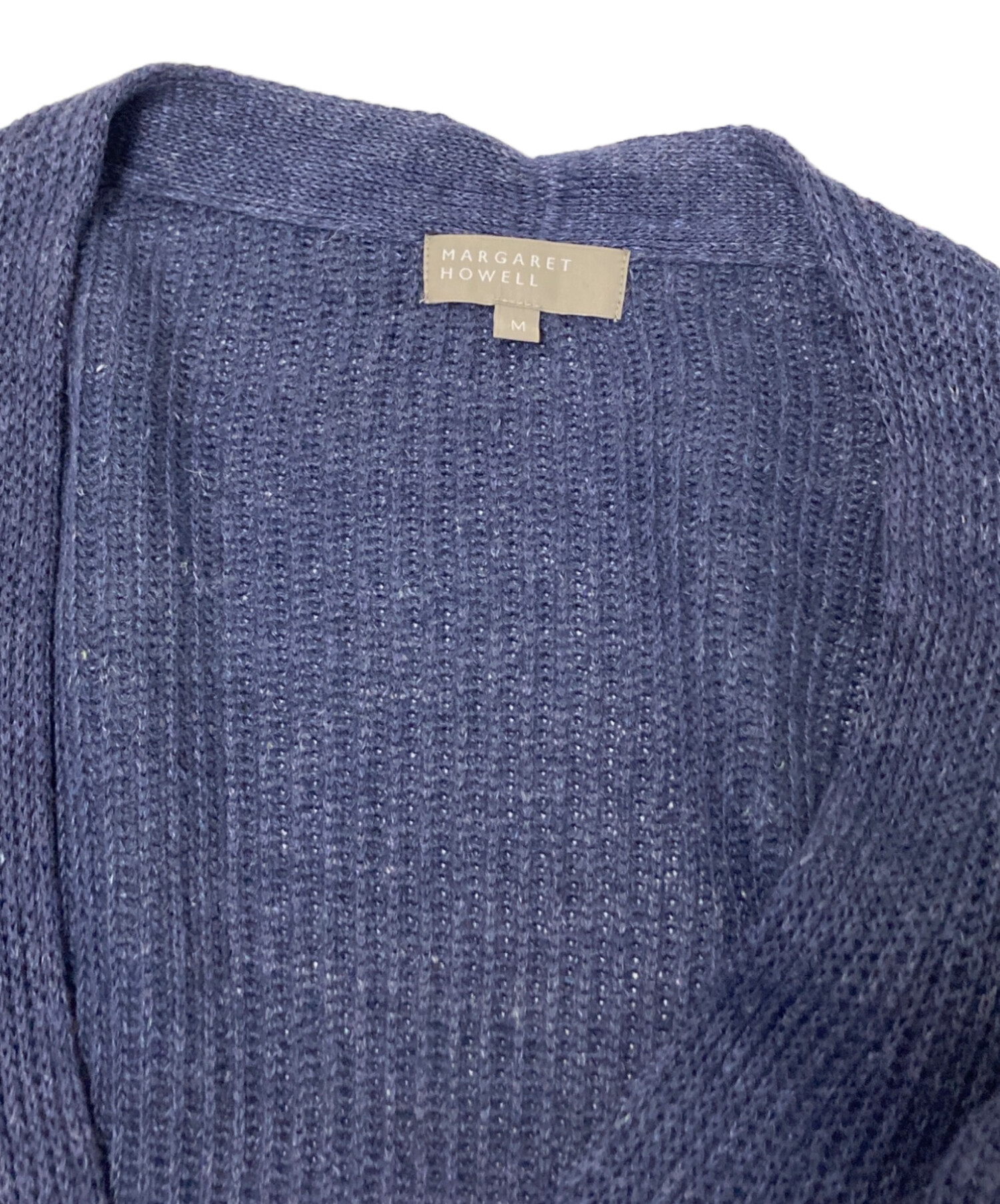 MARGARET HOWELL ウールコットンクルーネックカーディガン ブルー Gift Ideas #MargaretHowell #MargaretHowellAW25 #マーガレットハウエル