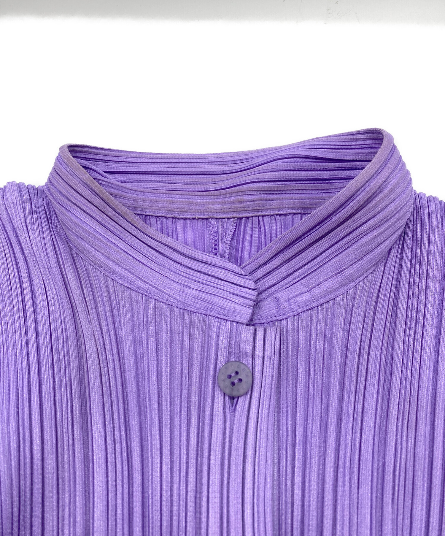 プリーツプリーズ カーディガン ボタン パープル