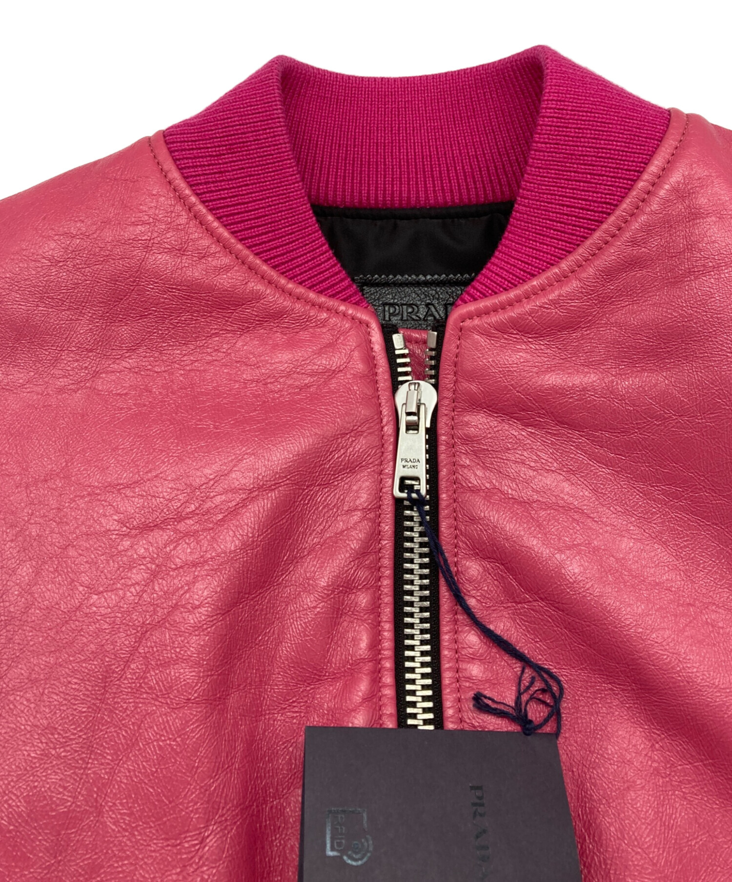 PRADAオーバーサイズ ナッパレザー ボンバージャケット ピンク Lサイズ