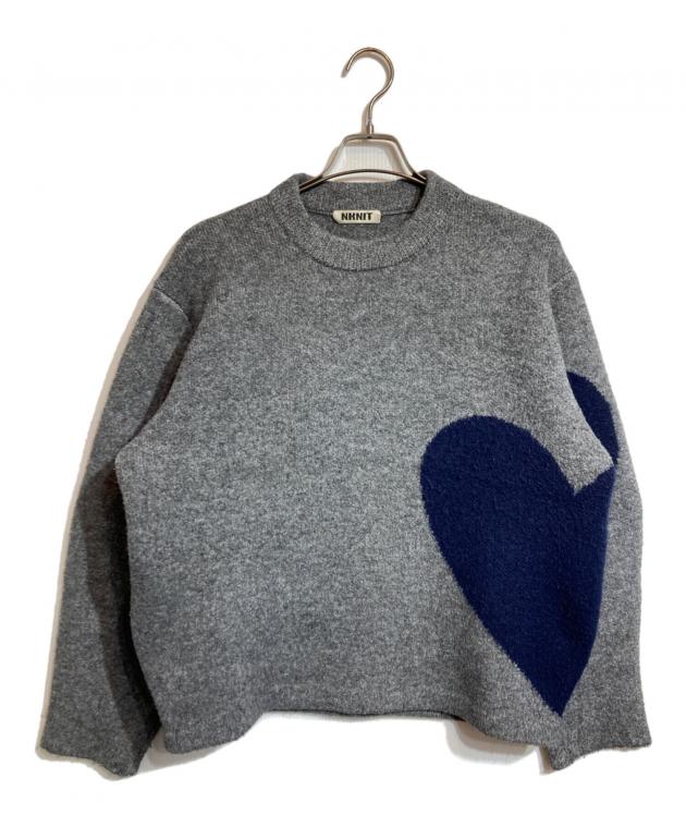 NKNIT グレー ハートニット NKNIT グレー ニット セーター ハート型パッチ