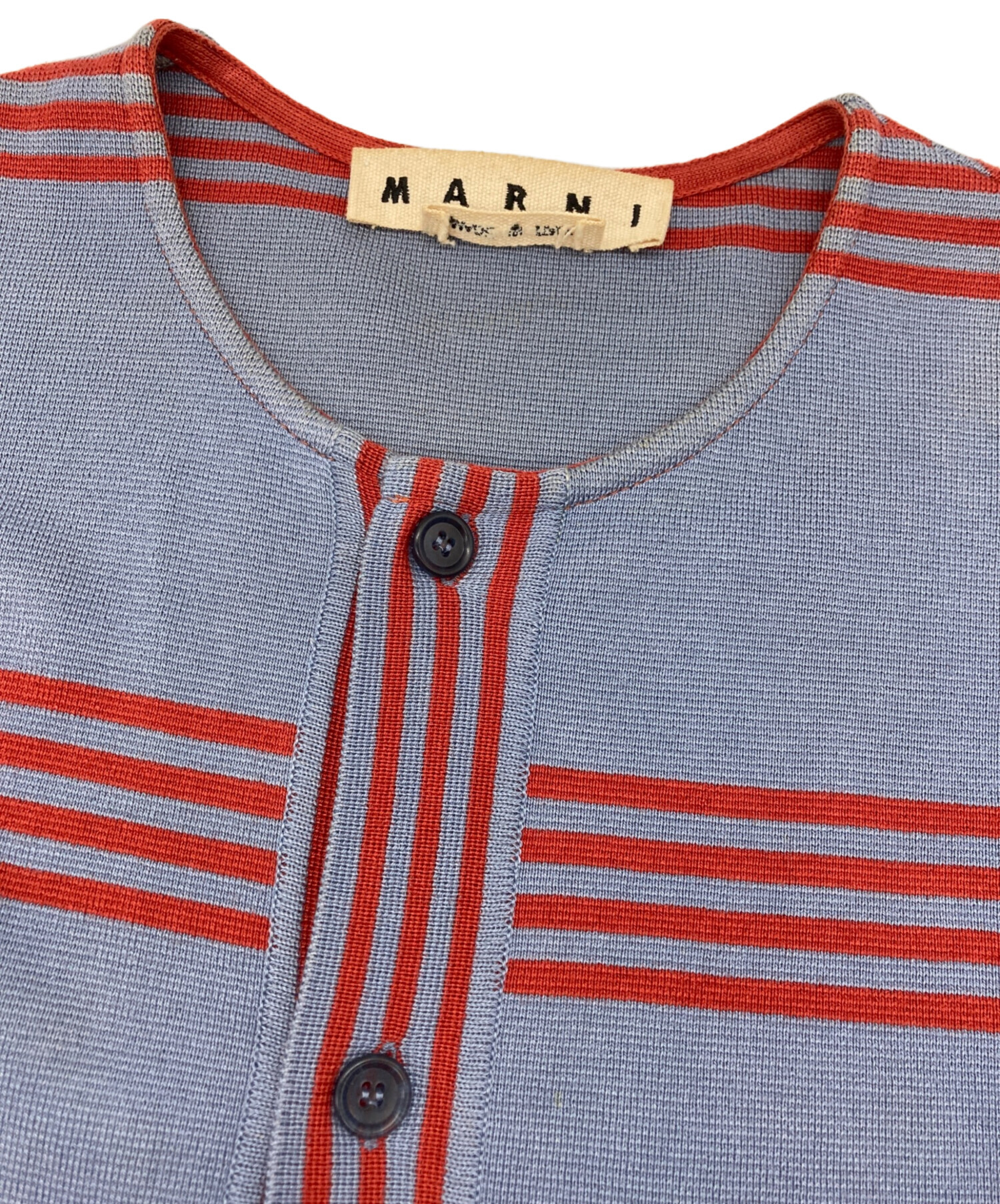 中古・古着通販】MARNI (マルニ) 半袖ニットワンピース ブルー サイズ