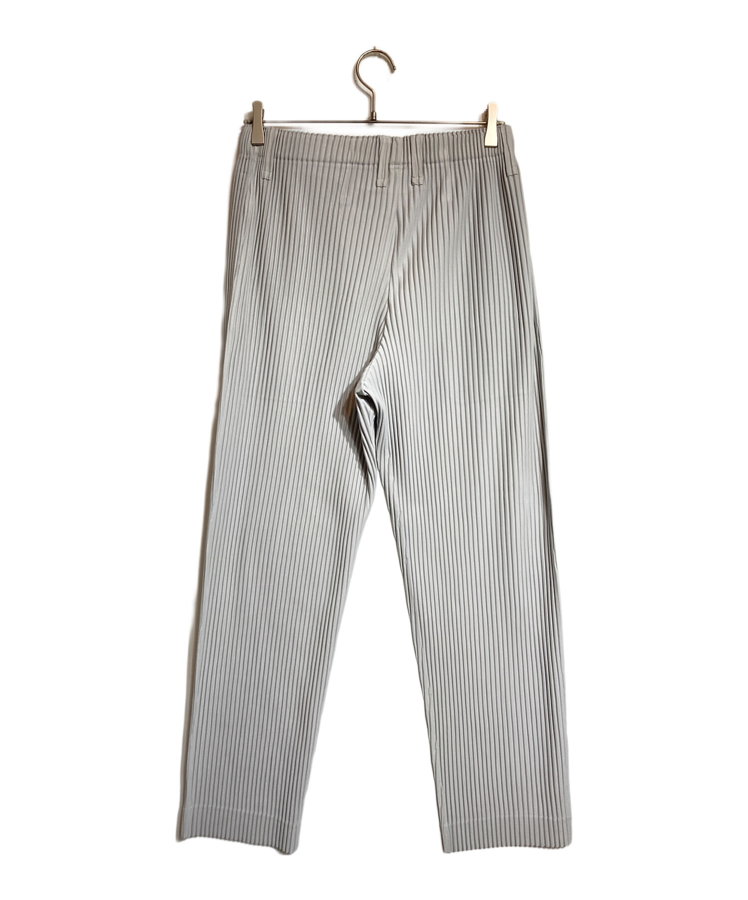【ISSEY MIYAKE】パンツ Fサイズ 白系グレー ストレッチ素材 中古・古着通販】HOMME PLISSE ISSEY MIYAKE (オムプリッセ イッセイ