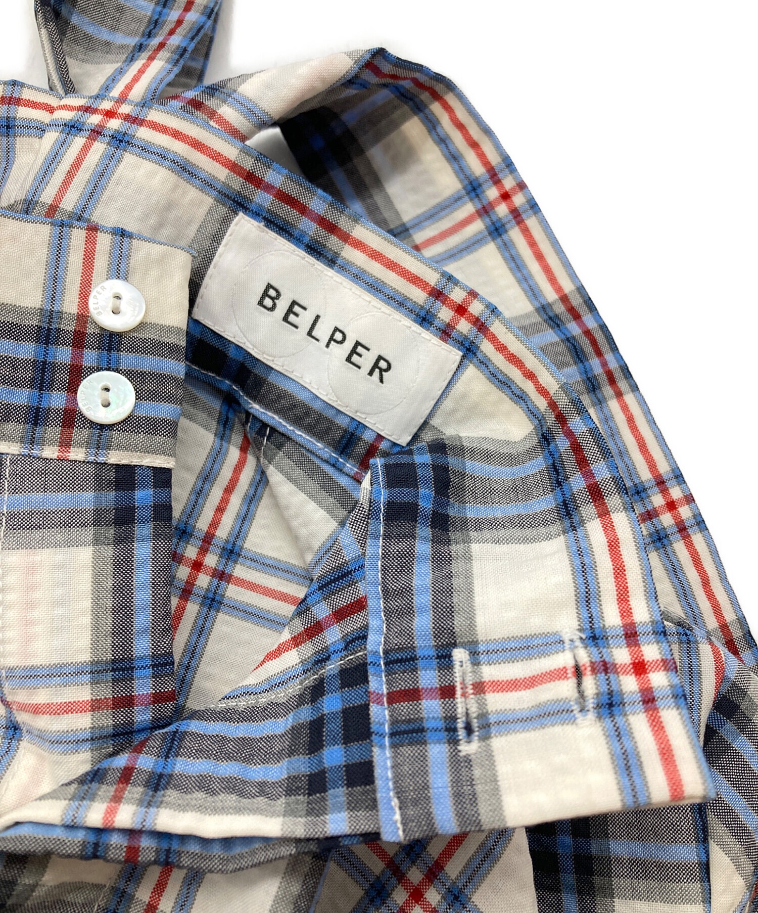 中古・古着通販】BELPER (ベルパー) シアサッカーボウタイシャツ 
