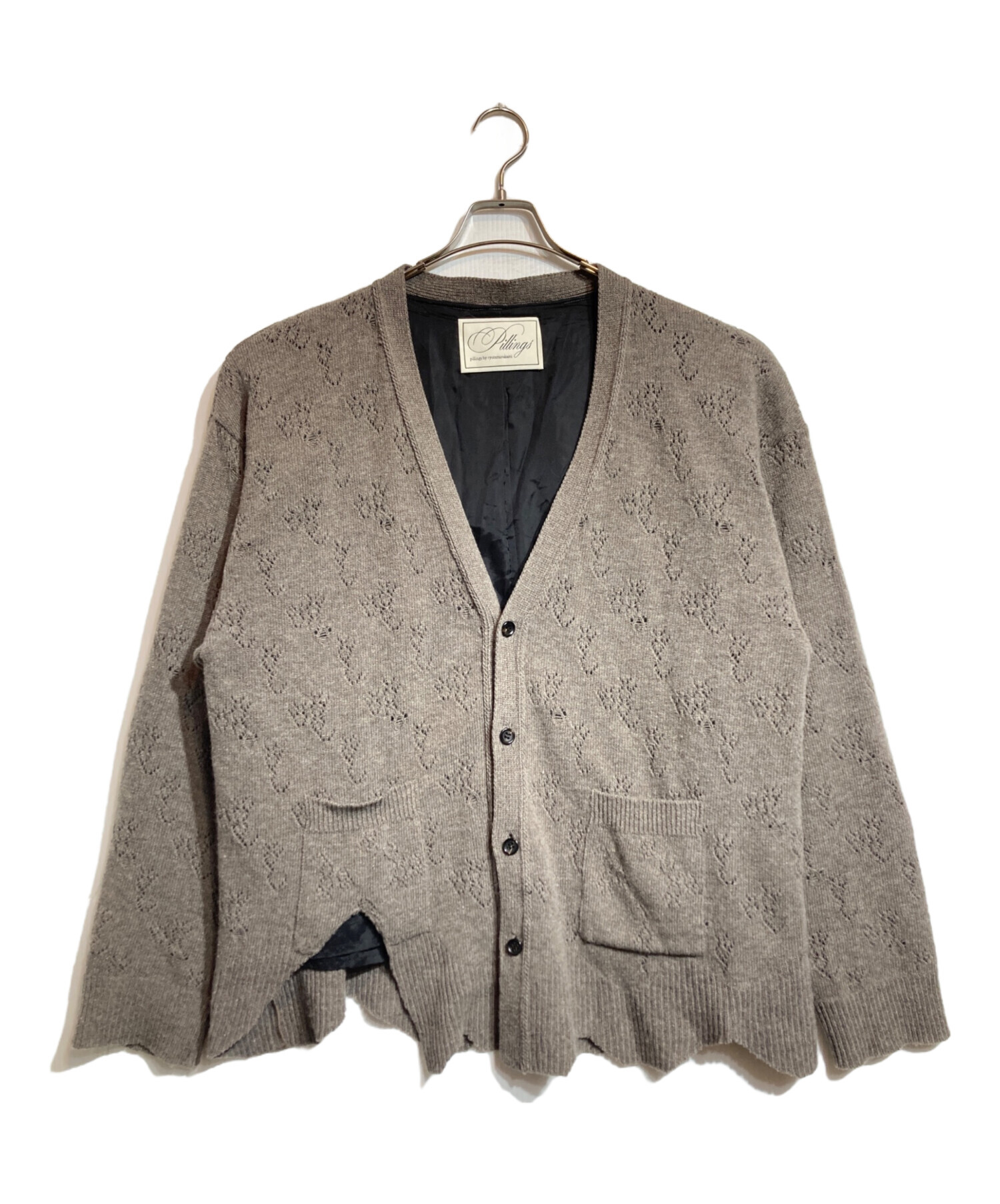 中古・古着通販】pillings (ピリングス) ニットカーディガン ブラウン