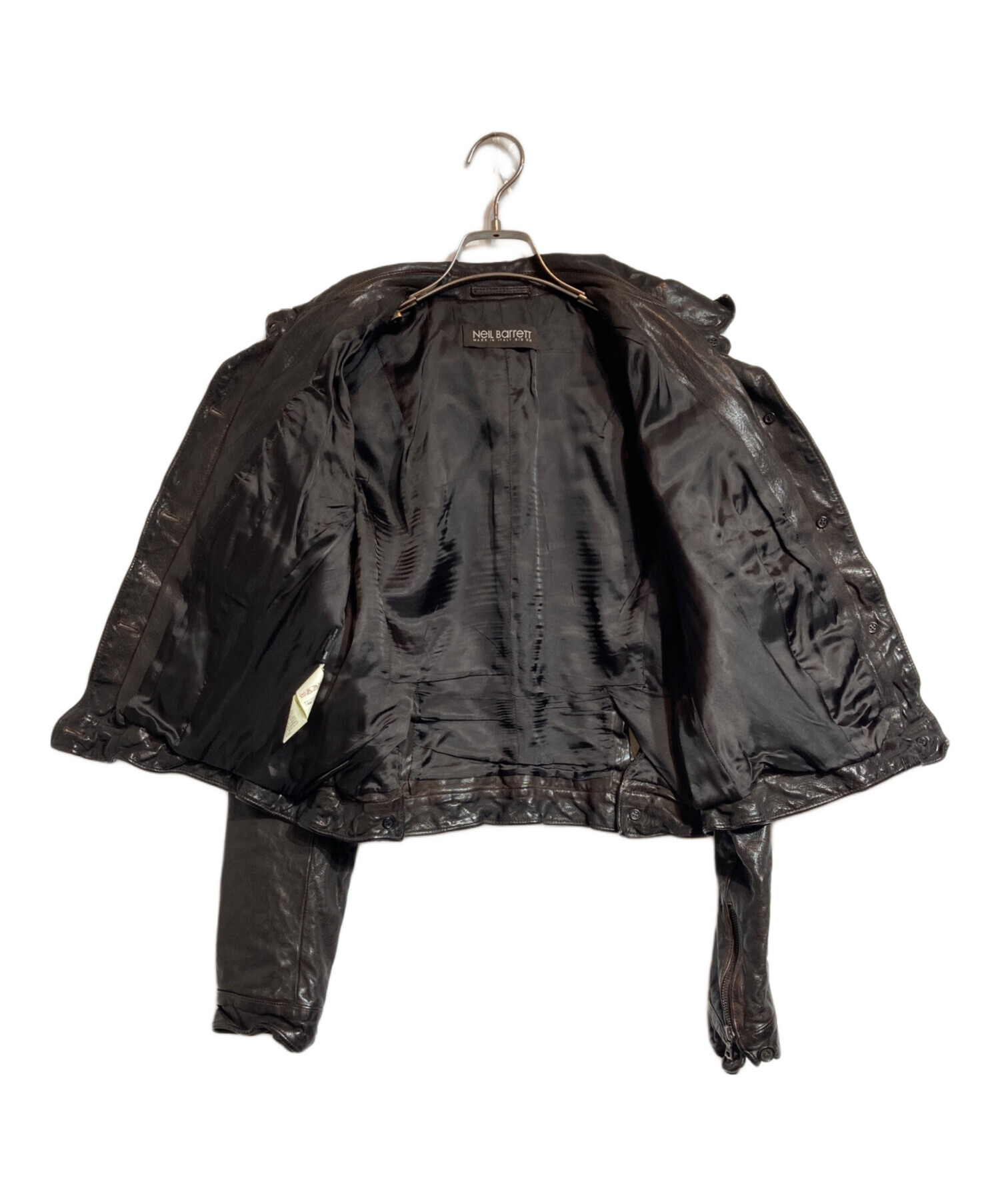 正規品ラスト一点 ニールバレット レザージャケット レディース Neil Barrett (ニールバレット) Leather Front Sweatshirt Biker