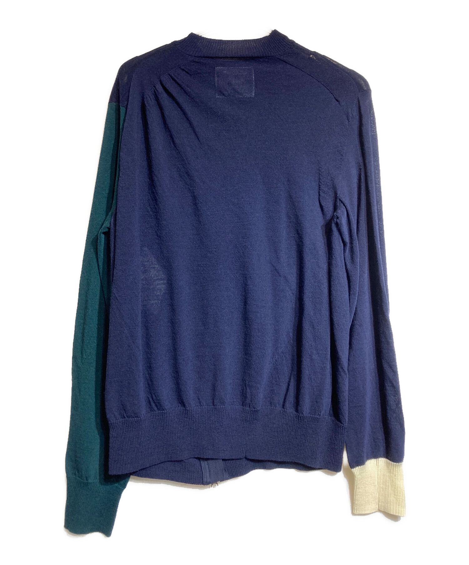 中古・古着通販】sacai (サカイ) ジップデザイン切替セーター ネイビー