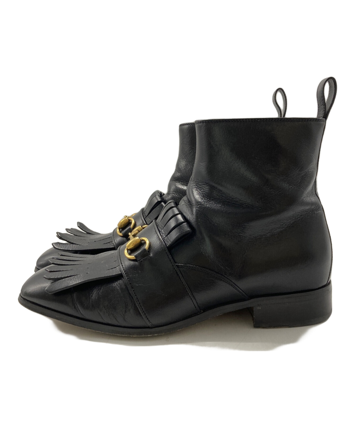 中古・古着通販】GUCCI (グッチ) ホースビットブーツ ブラック サイズ