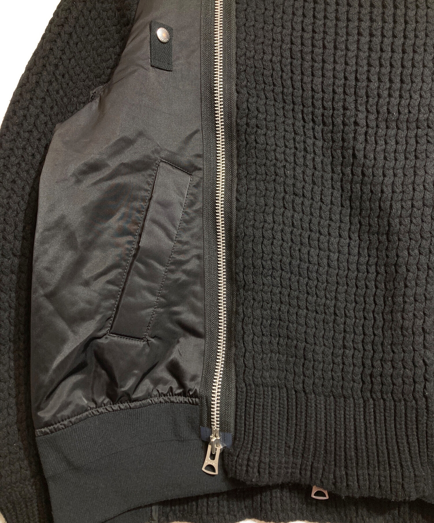 中古・古着通販】sacai (サカイ) ニット切替ブルゾン ブラック サイズ