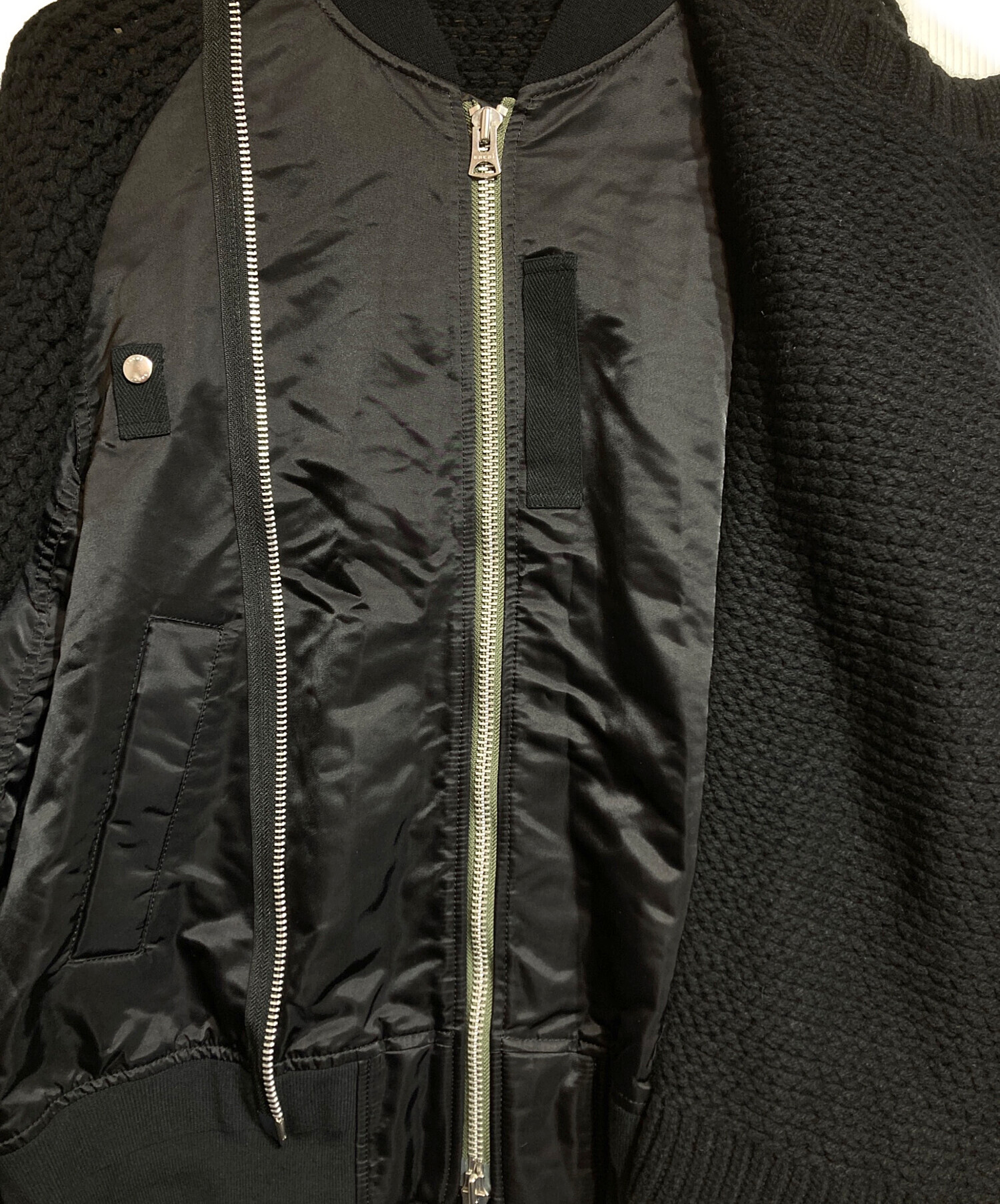 中古・古着通販】sacai (サカイ) ニット切替ブルゾン ブラック サイズ