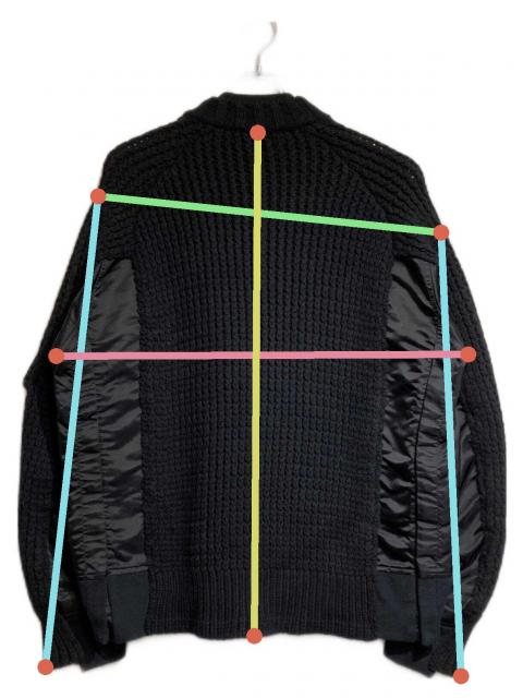 中古・古着通販】sacai (サカイ) ニット切替ブルゾン ブラック 中古・古着通販】sacai (サカイ) ニット切替ブルゾン ブラック