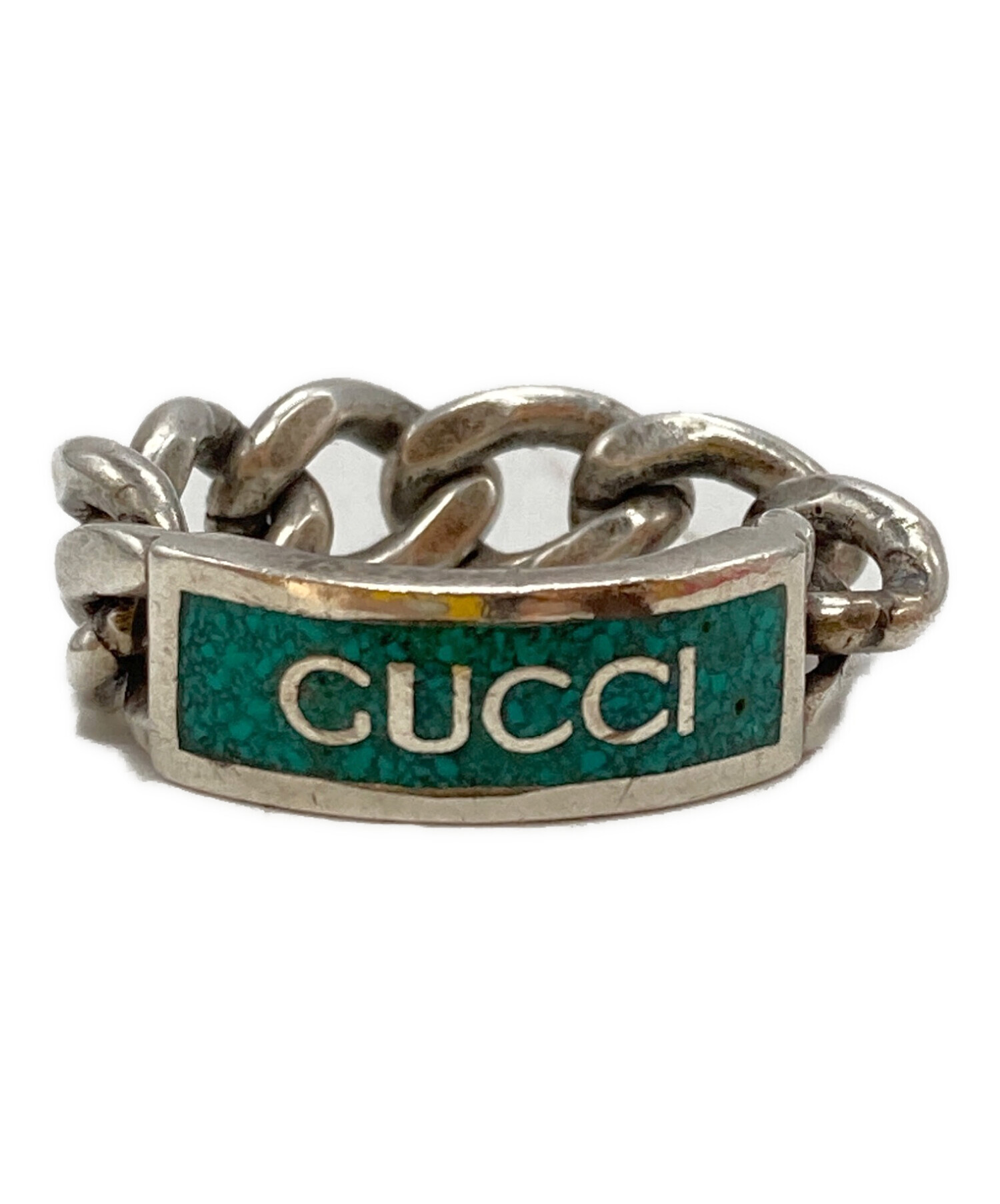 中古・古着通販】GUCCI (グッチ) チェーン×プレートリング シルバー 