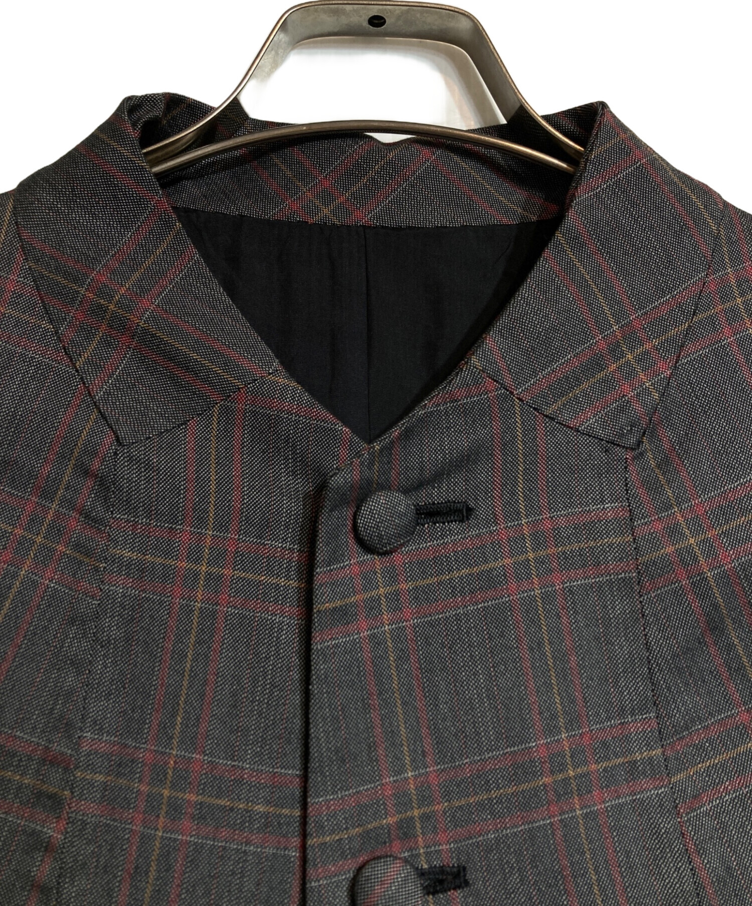 中古・古着通販】NEMETH (ネメス) チェックワンピースコート レッド