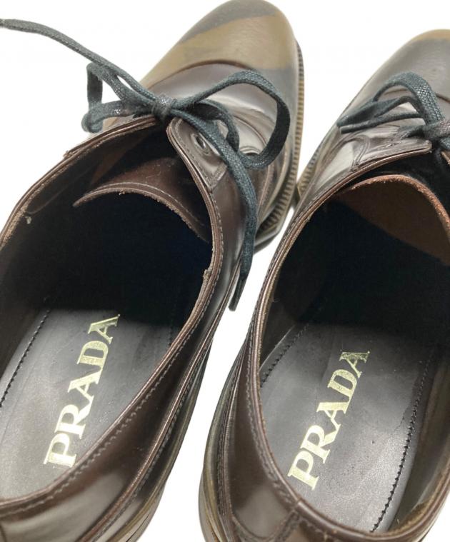 PRADA ラバーソール ブラウン 中古・古着通販】PRADA (プラダ) ラバーソールレザーシューズ ブラウン