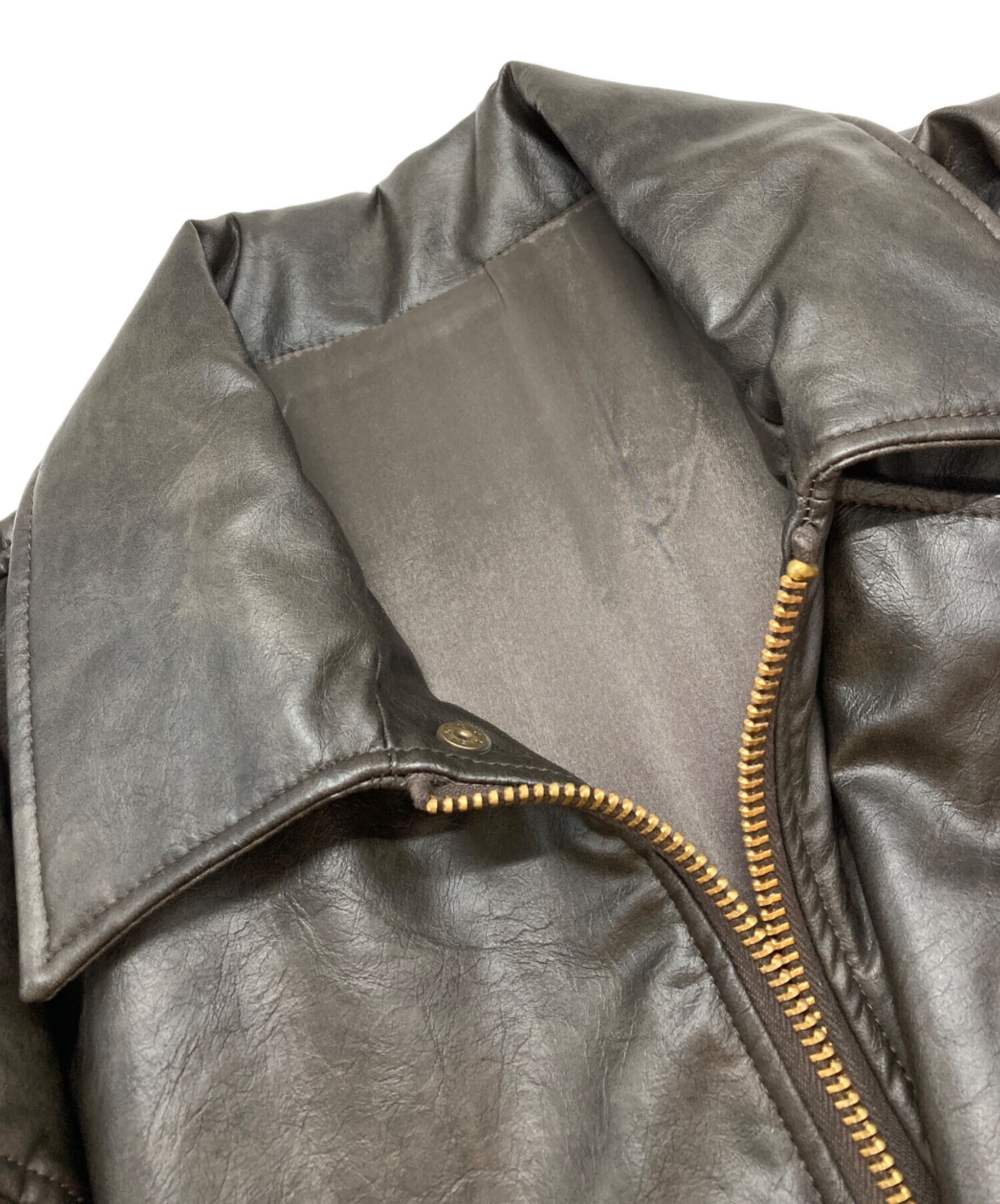 中古・古着通販】gajess (ガジェス) エコレザージャケット ブラウン