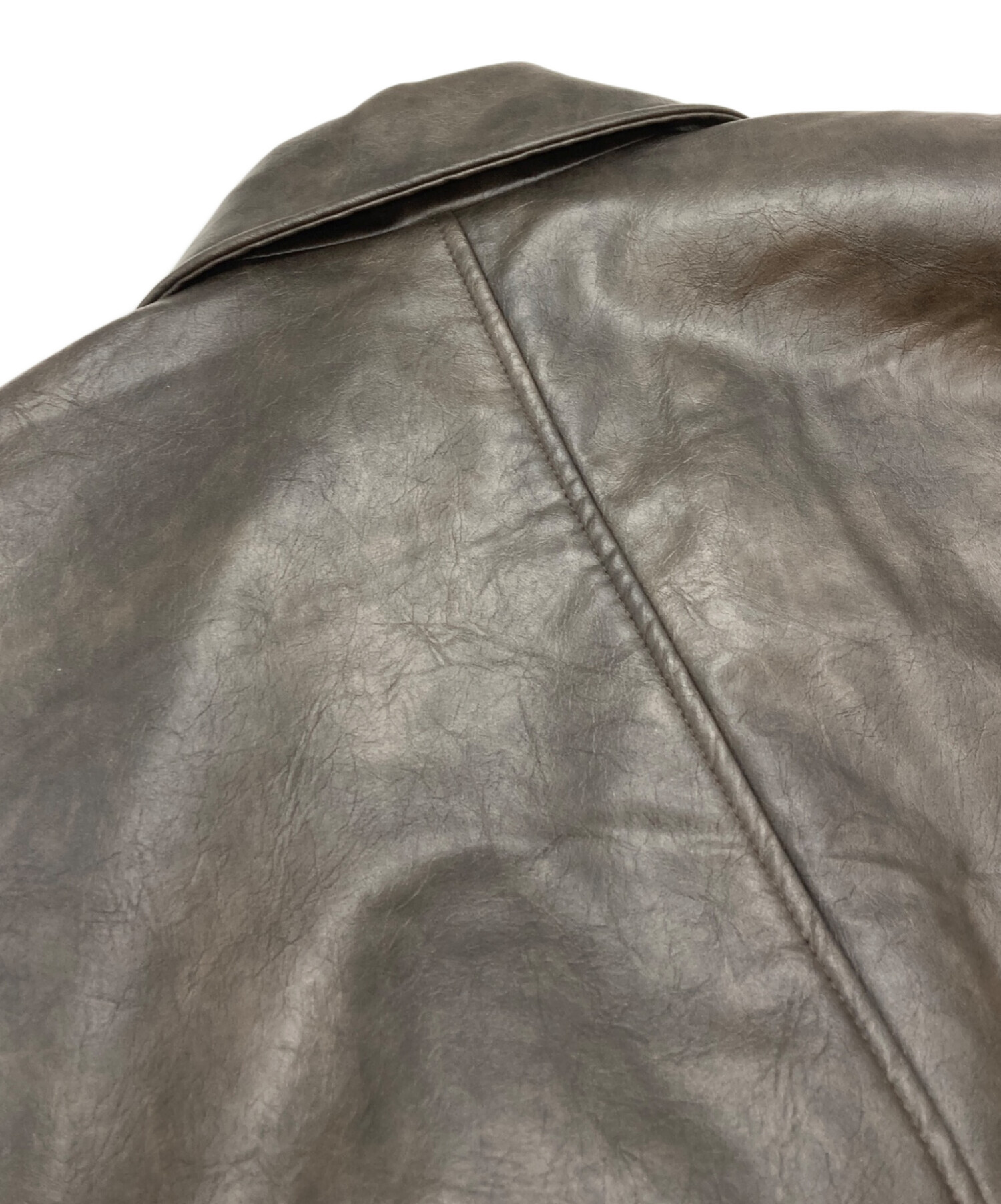 中古・古着通販】gajess (ガジェス) エコレザージャケット ブラウン