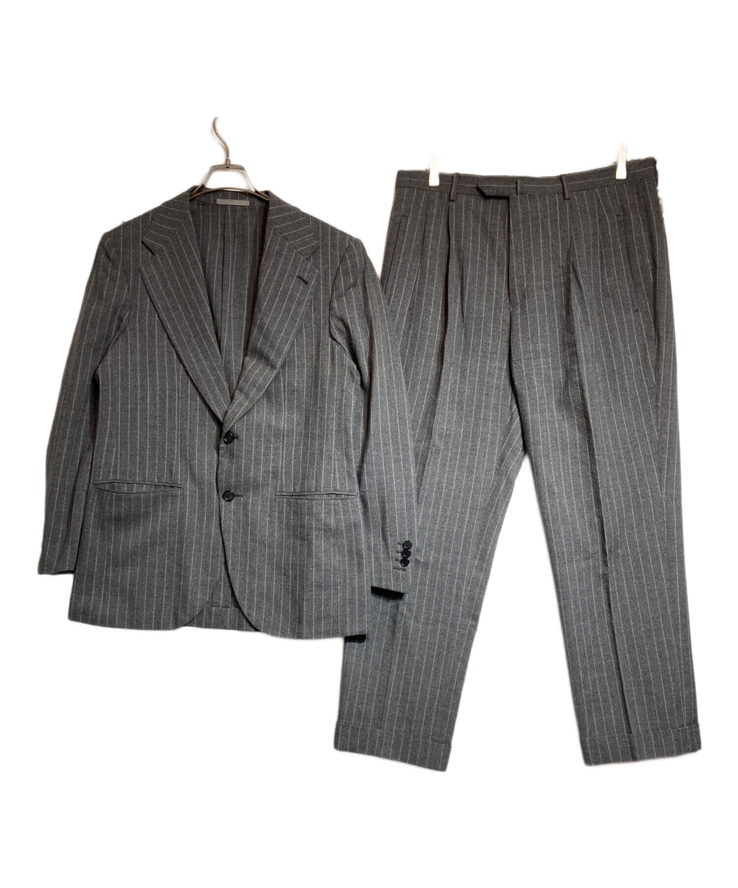 超美品》CARUSO カルーゾ イタリア製 セットアップ ストライプ 紺 50