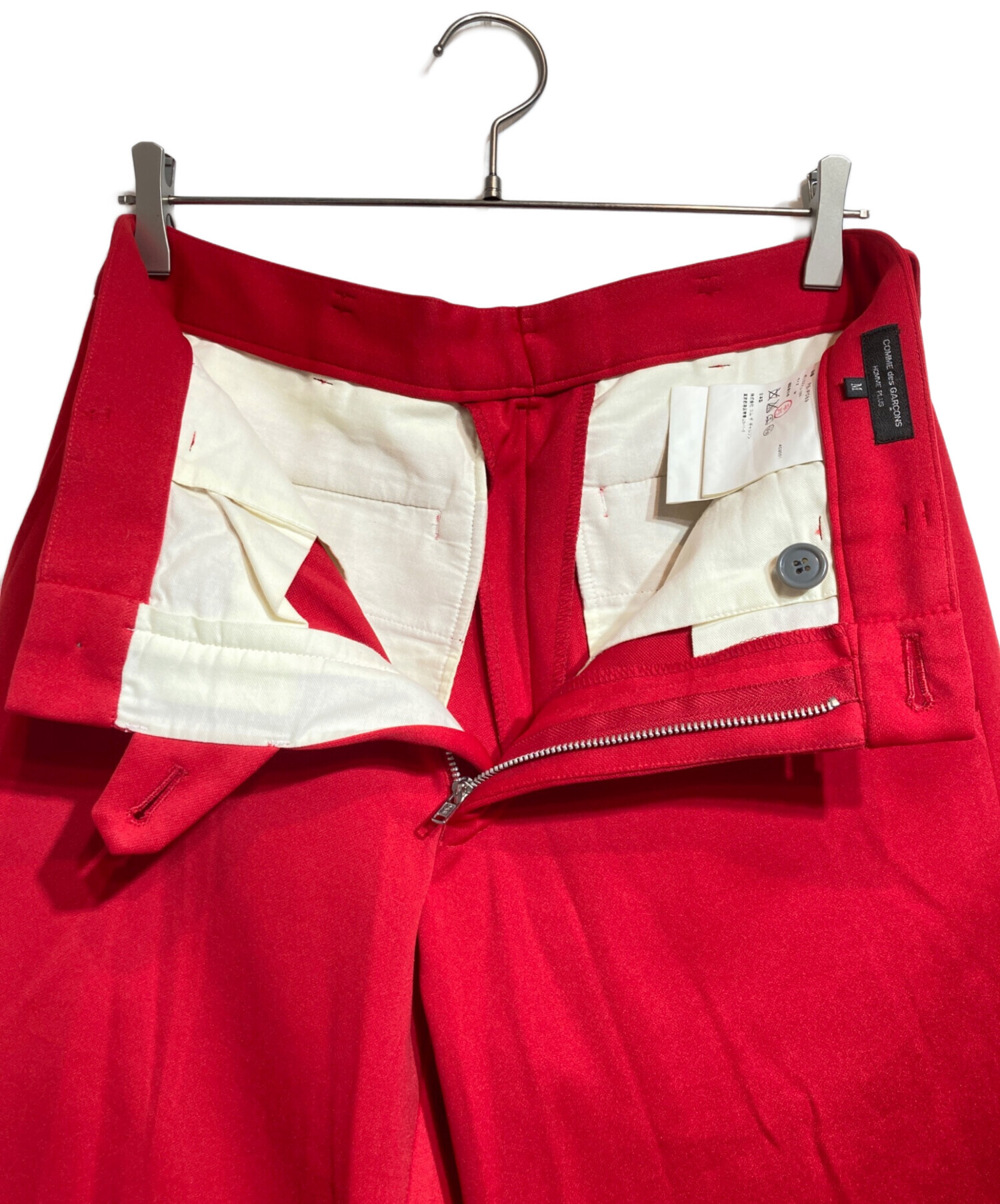 コムデギャルソンオムプリュス　赤 サルエルパンツ フロントボタン　Sサイズ 中古・古着通販】COMME des GARCONS HOMME PLUS (コムデギャルソンオム