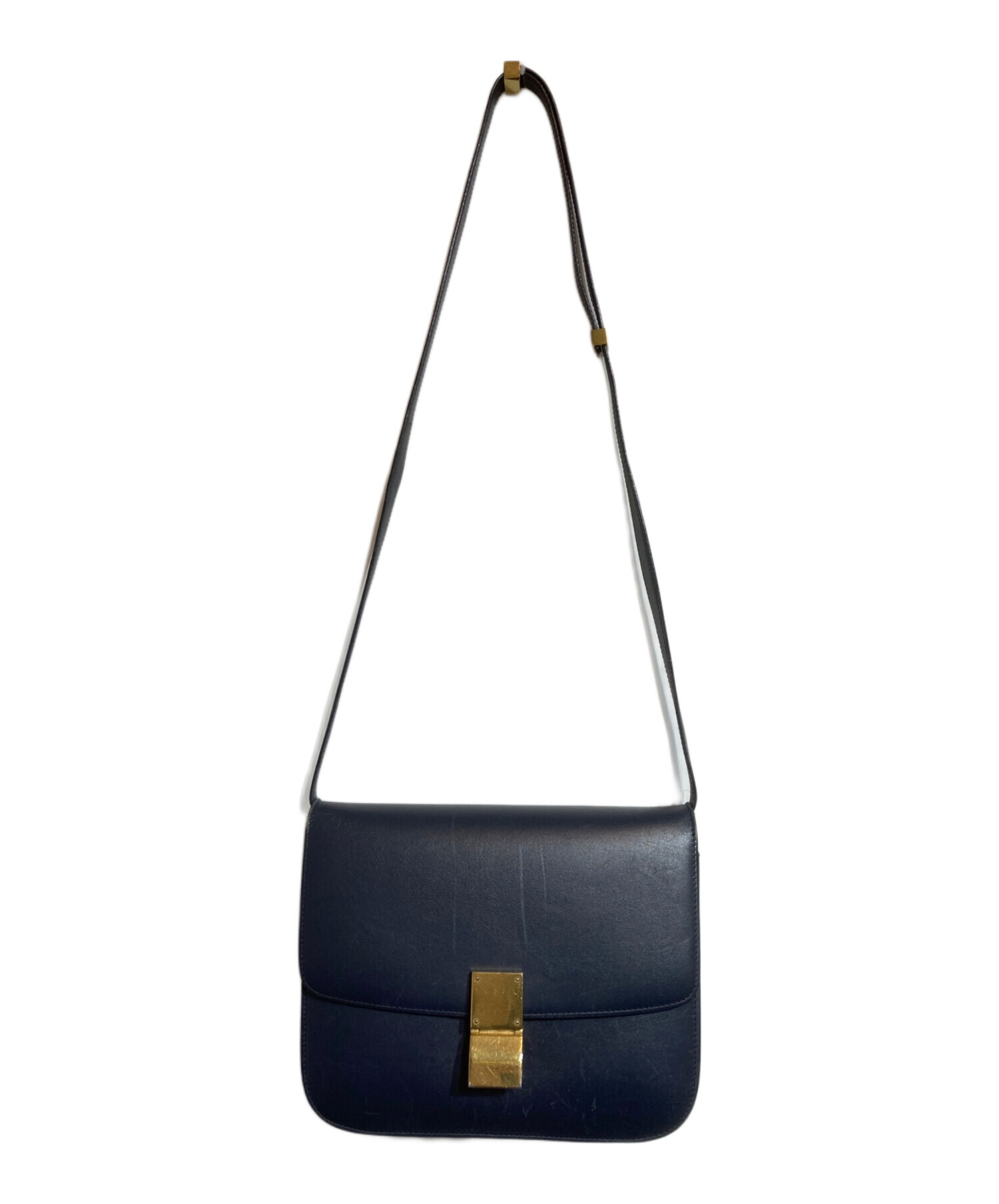 セリーヌ クラシックボックス ミディアム ショルダーバッグ ネイビー CELINE セリーヌ ショルダーバッグ クラシックボックス ミディアム