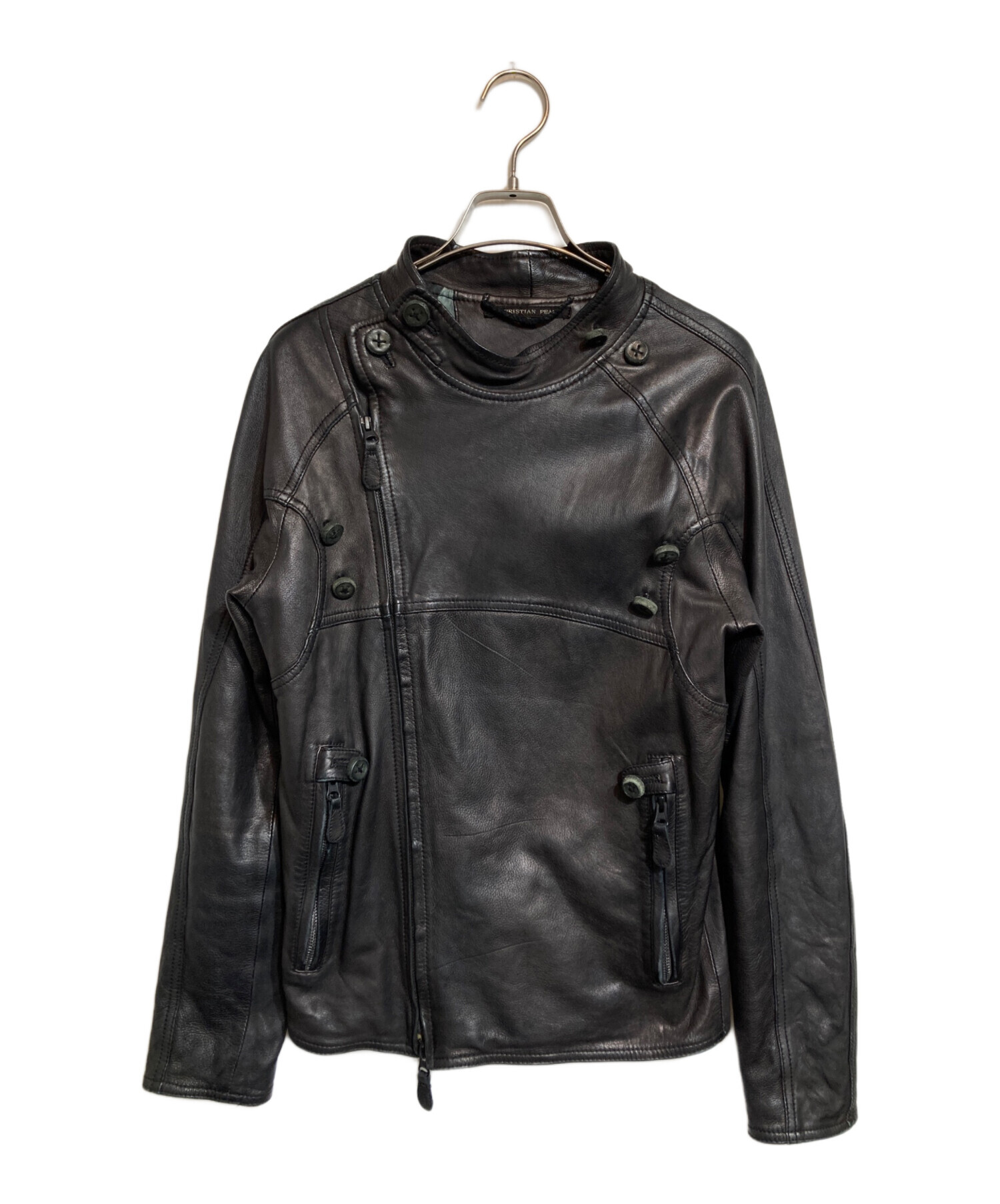 Christian peau クリスチャンポー レザージャケット 2 中古・古着通販】CHRISTIAN PEAU (クリスチャンポー) レザーライダース