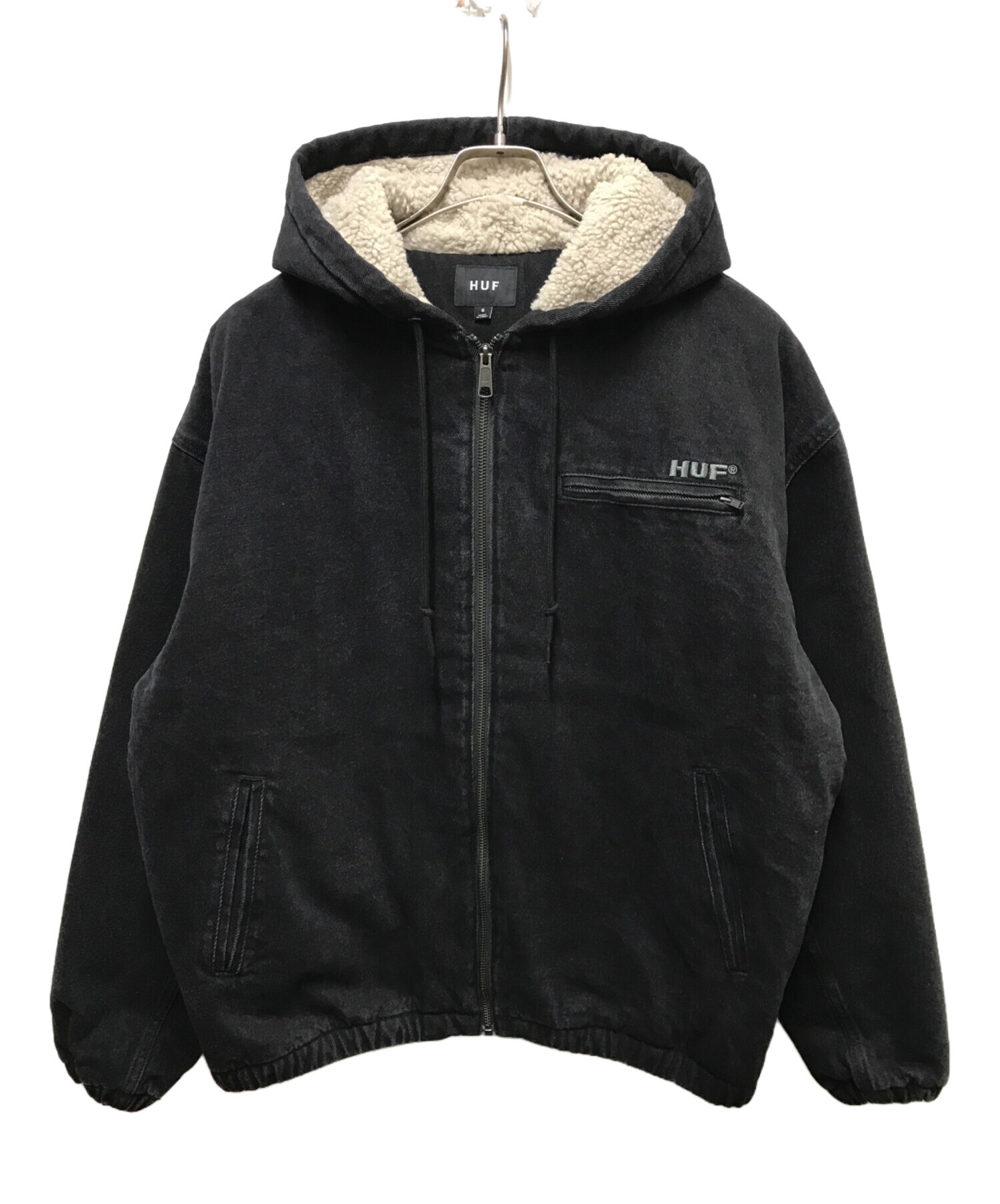 中古・古着通販】HUF (ハフ) ジップアップパーカー ブラック サイズ:S 