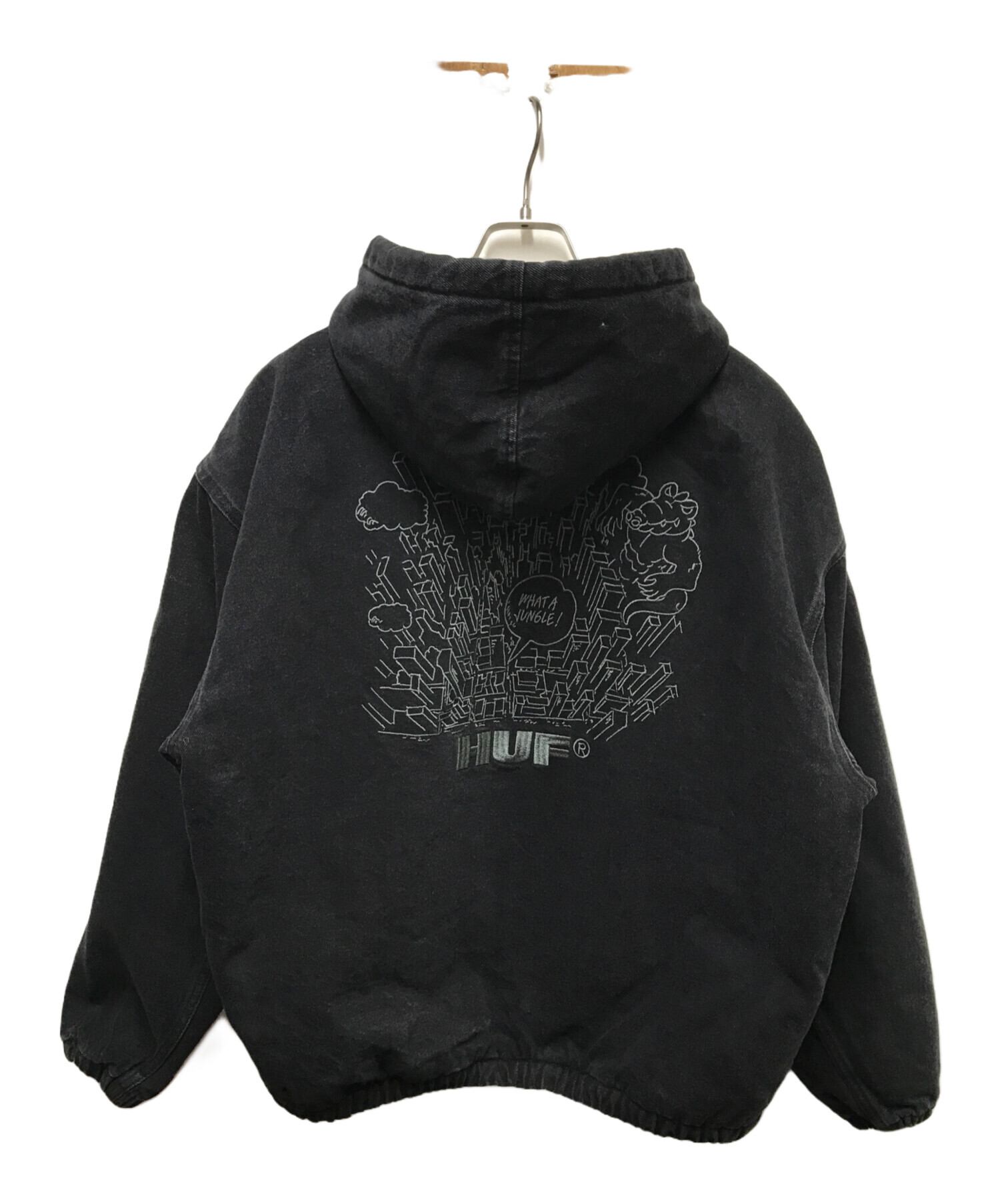 中古・古着通販】HUF (ハフ) ジップアップパーカー ブラック サイズ:S 