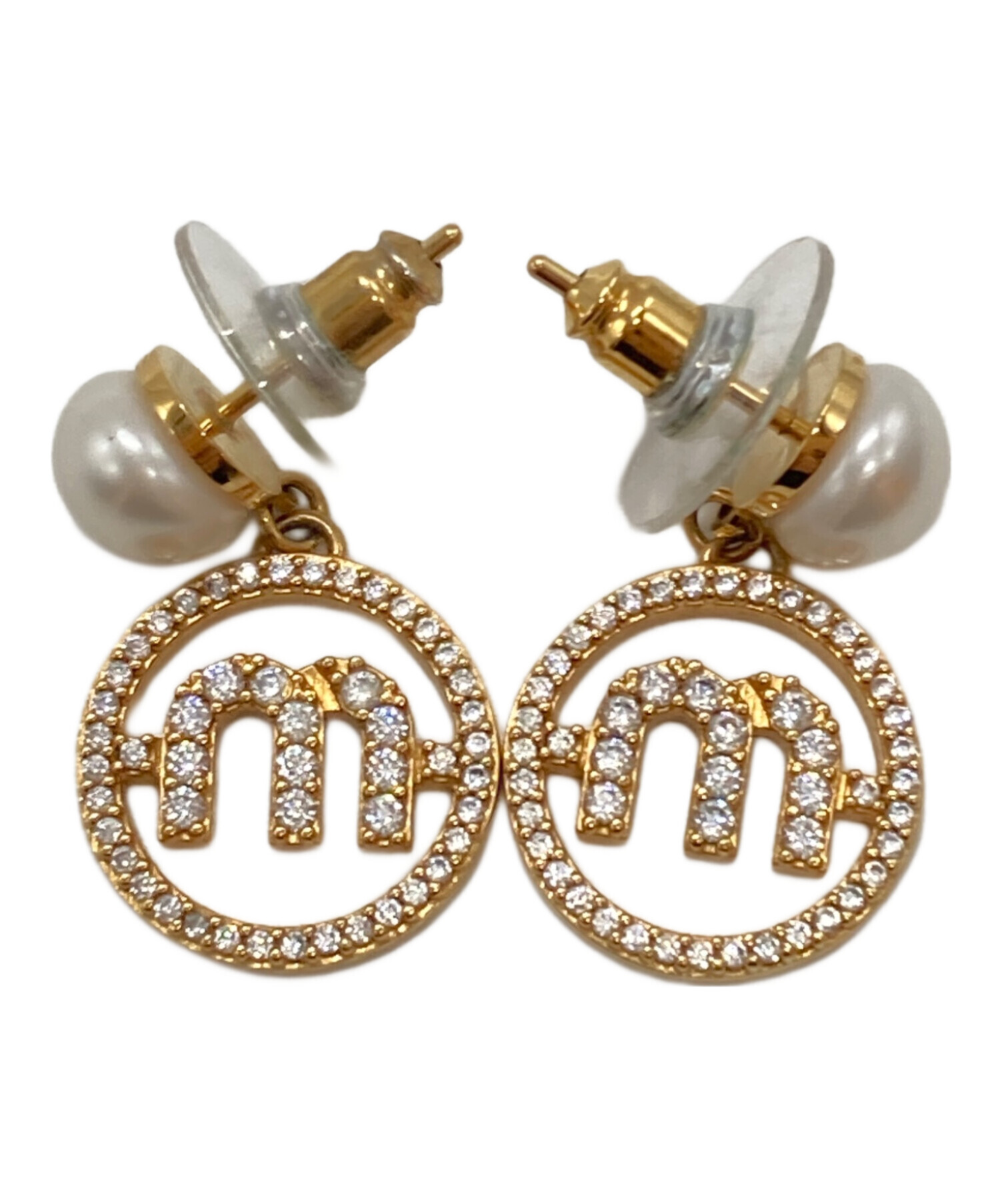 中古・古着通販】MIU MIU (ミュウミュウ) パールラインストーンピアス