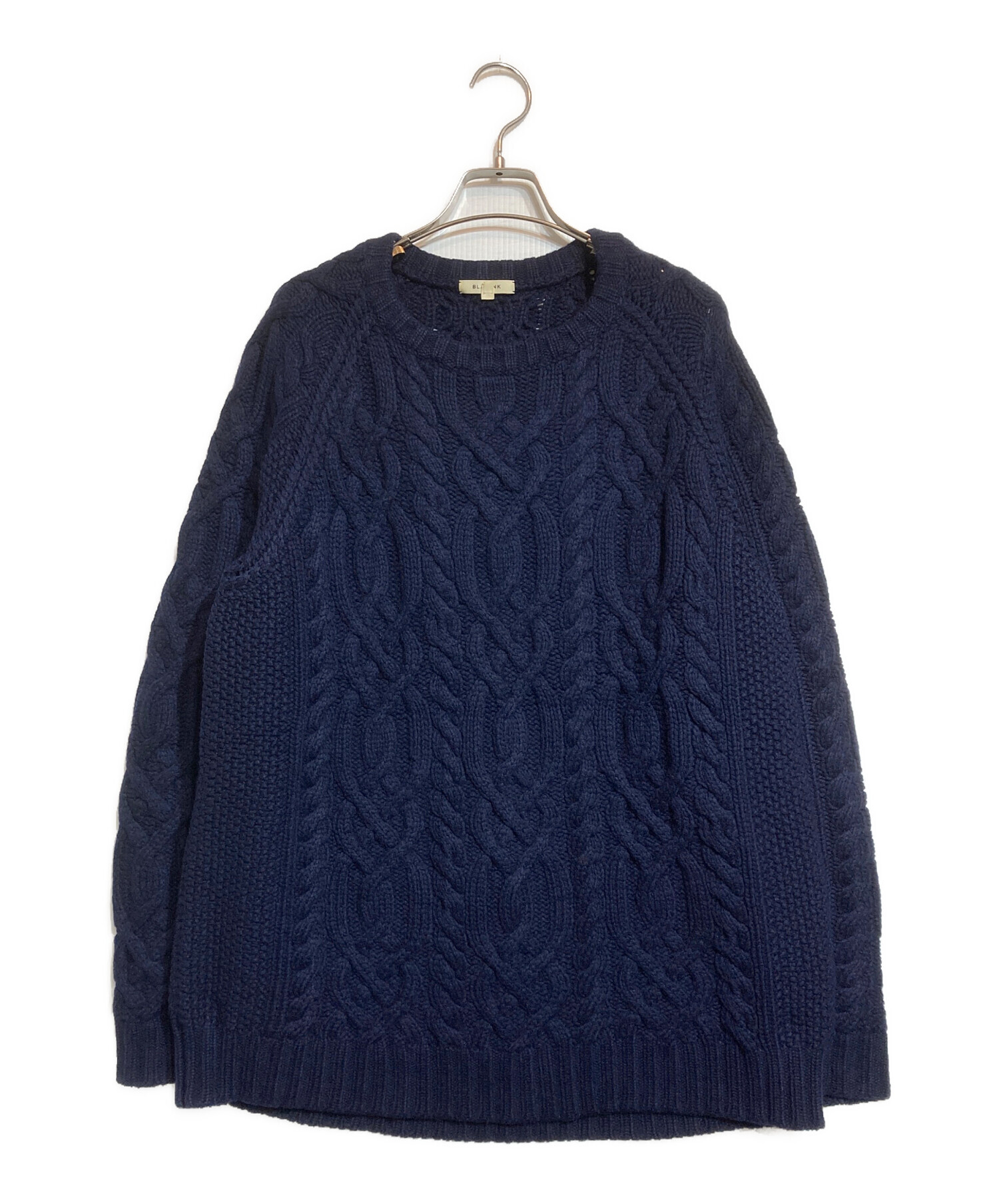 （未使用）BLAMINK ブラミンク ニット カシミヤ ウール ネイビー 中古・古着通販】BLAMINK (ブラミンク) カシミヤアランニット ネイビー