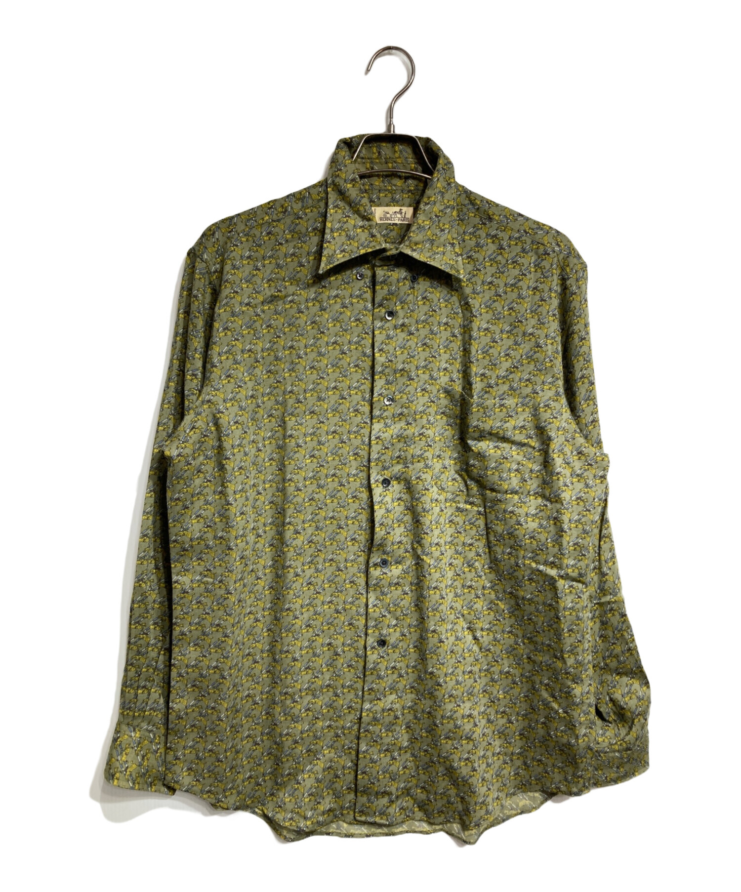 中古・古着通販】HERMES (エルメス) セリエボタン総柄ウールシャツ