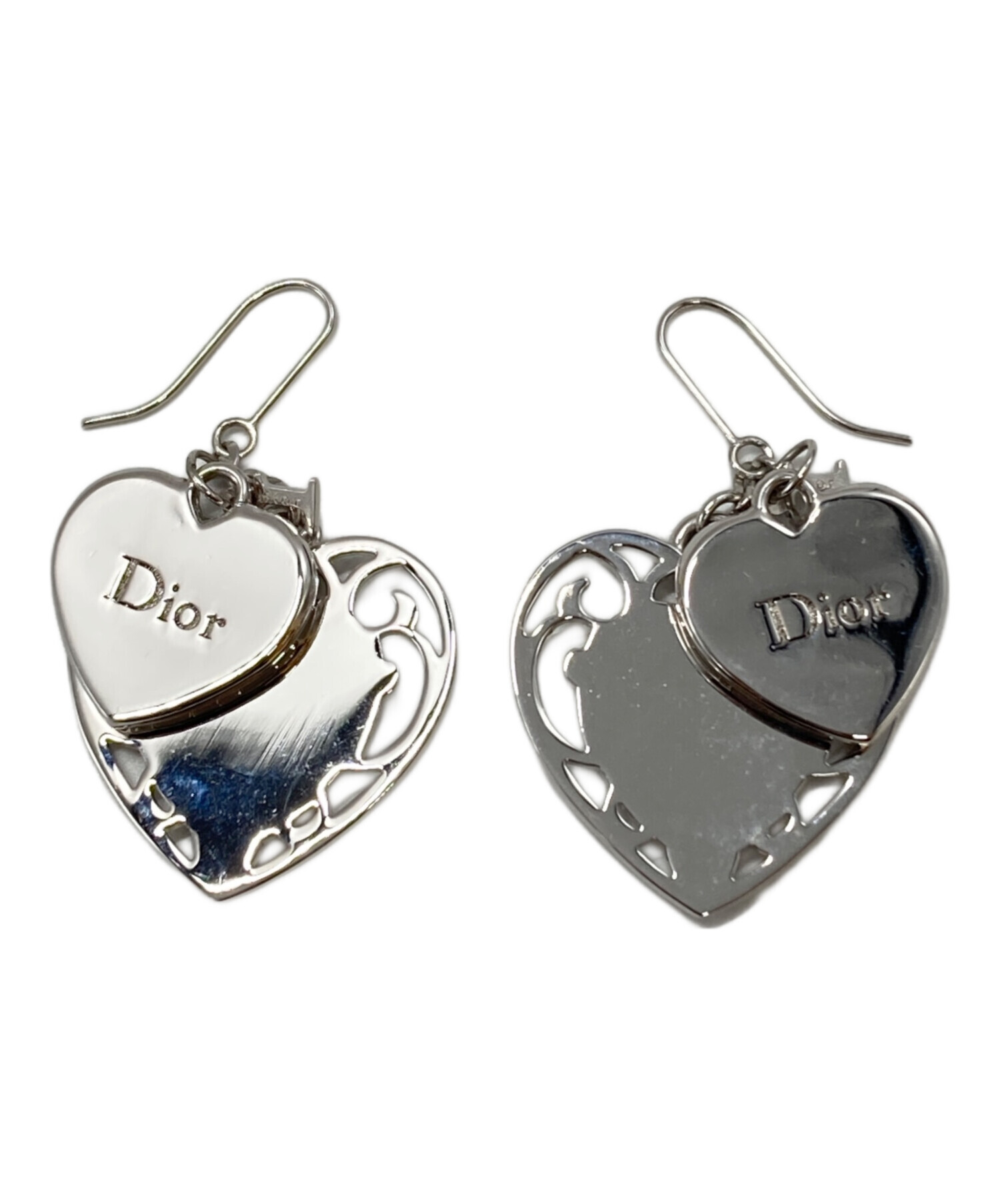 Dior シルバー ハート型 ピアス 中古・古着通販】Christian Dior (クリスチャン ディオール) ハート