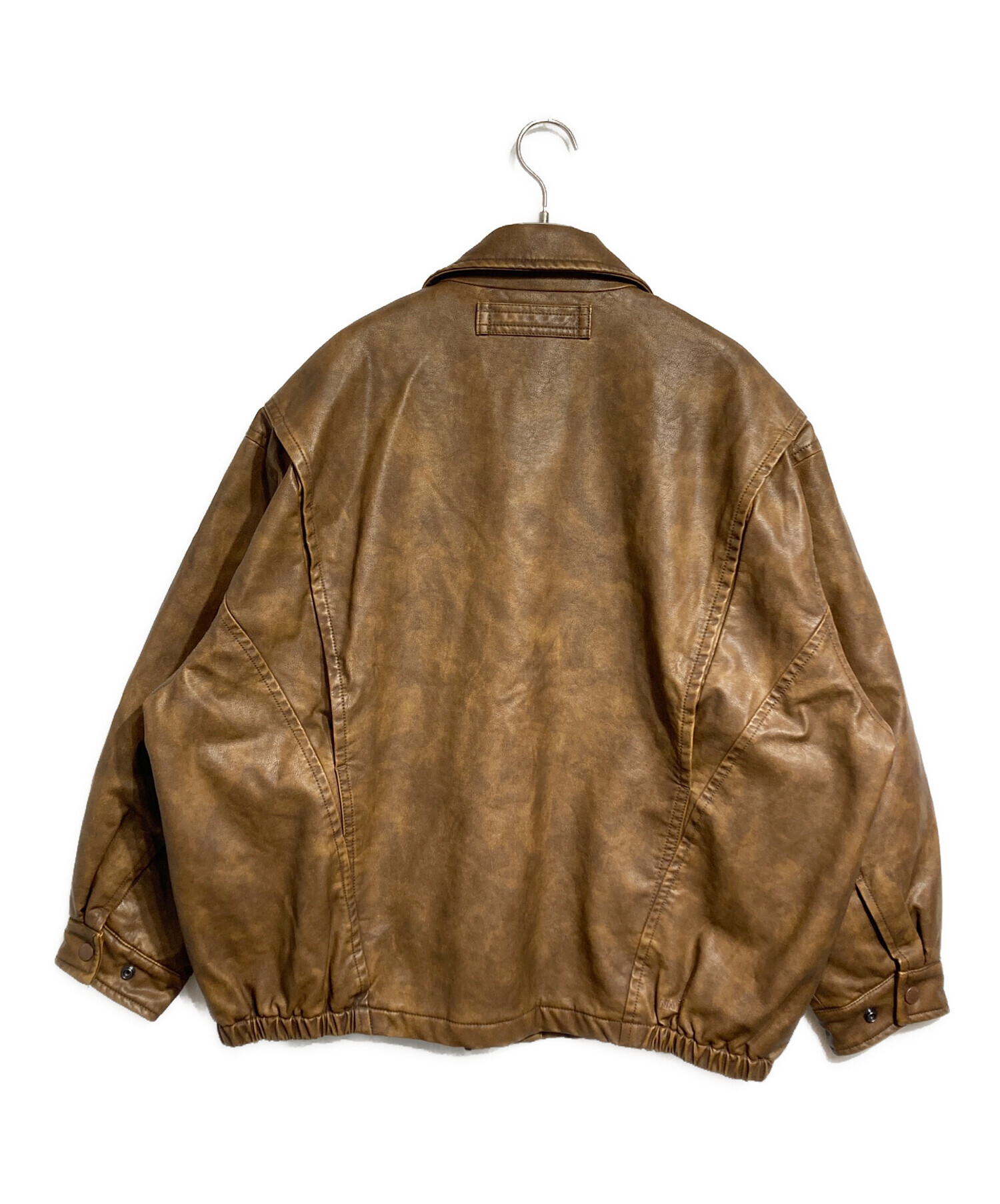 【美品】ノーティカ　ブラウンレザージャケット 中古・古着通販】NAUTICA (ノーティカ) ムラ加工フェイクレザー