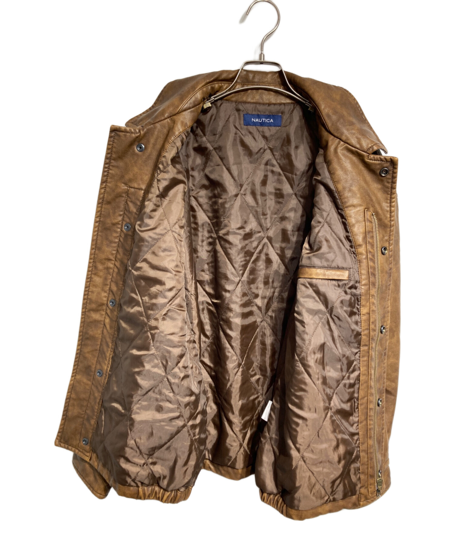 【美品】NAUTICA/ノーティカ ムラ加工 フェイクレザーブルゾン セール】NAUTICA/ノーティカ ムラ加工 フェイクレザーブルゾン