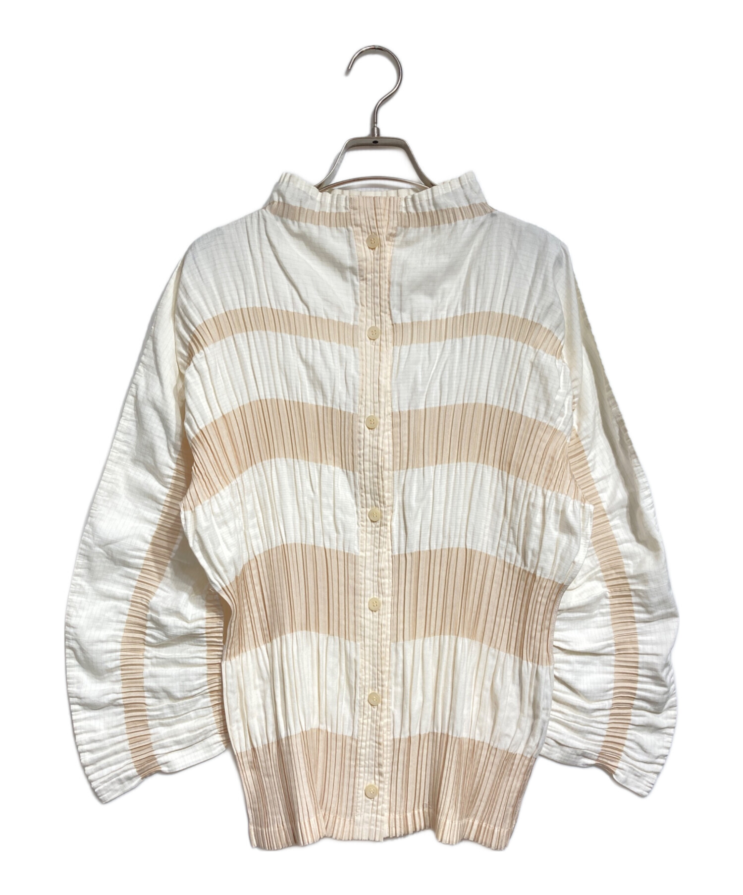 ISSEY MIYAKE プリーツ ブラウス 中古・古着通販】ISSEY MIYAKE (イッセイミヤケ) ラッフルボーダー