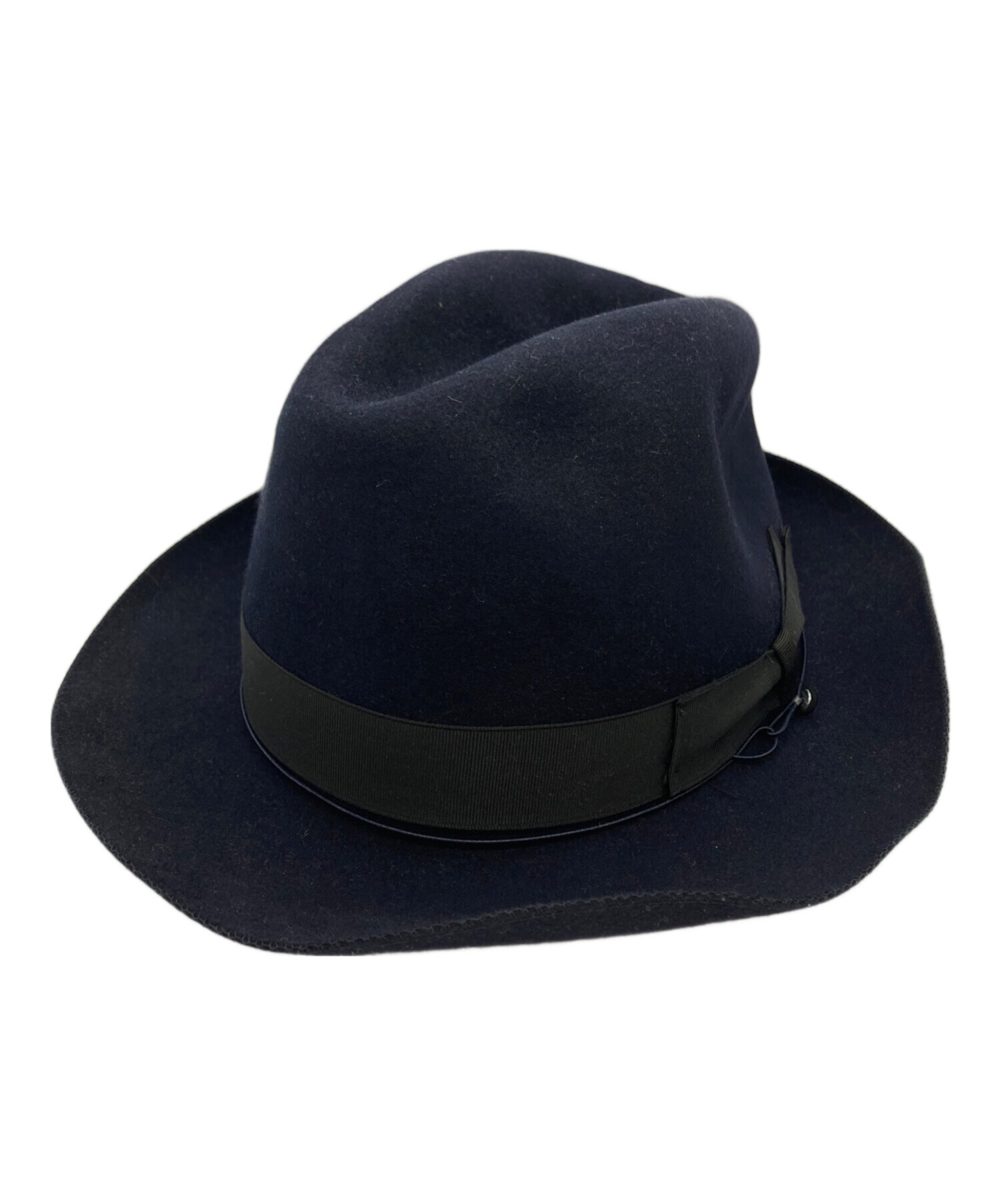 【美品】Borsalino ボルサリーノ ネイビー フェルトハット タグ・箱付き 中古・古着通販】BORSALINO (ボルサリーノ) フェルトハット / Felt Hat