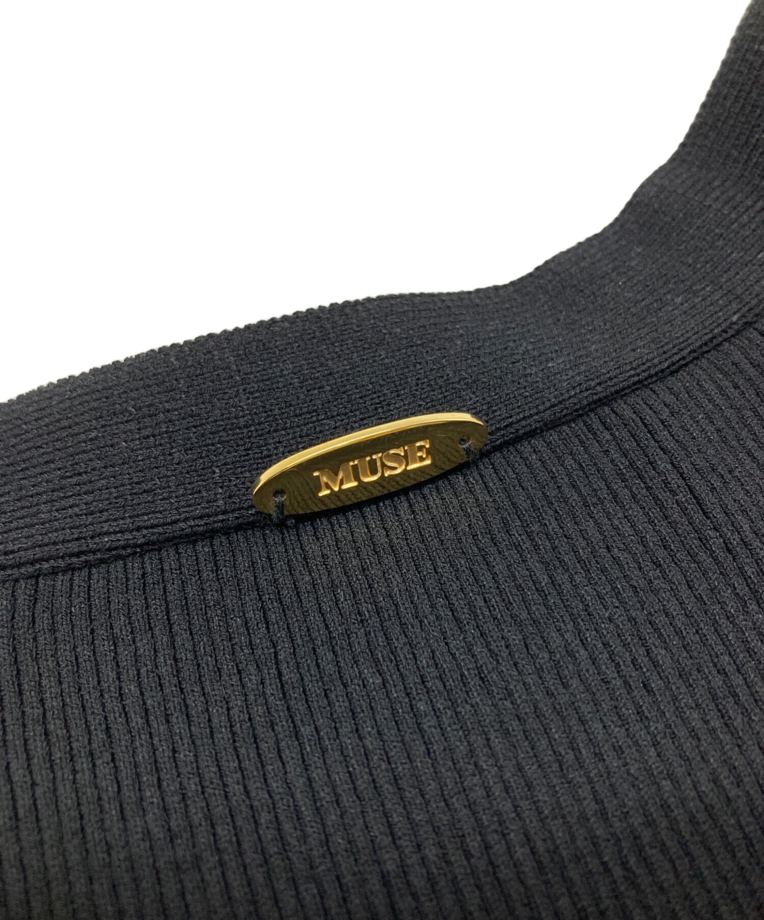 deuxiemeClass⭐︎RIB Vネックカーディガン　ブラック　ゴールド 中古・古着通販】Deuxieme Classe (ドゥーズィエム クラス) DINER RIB
