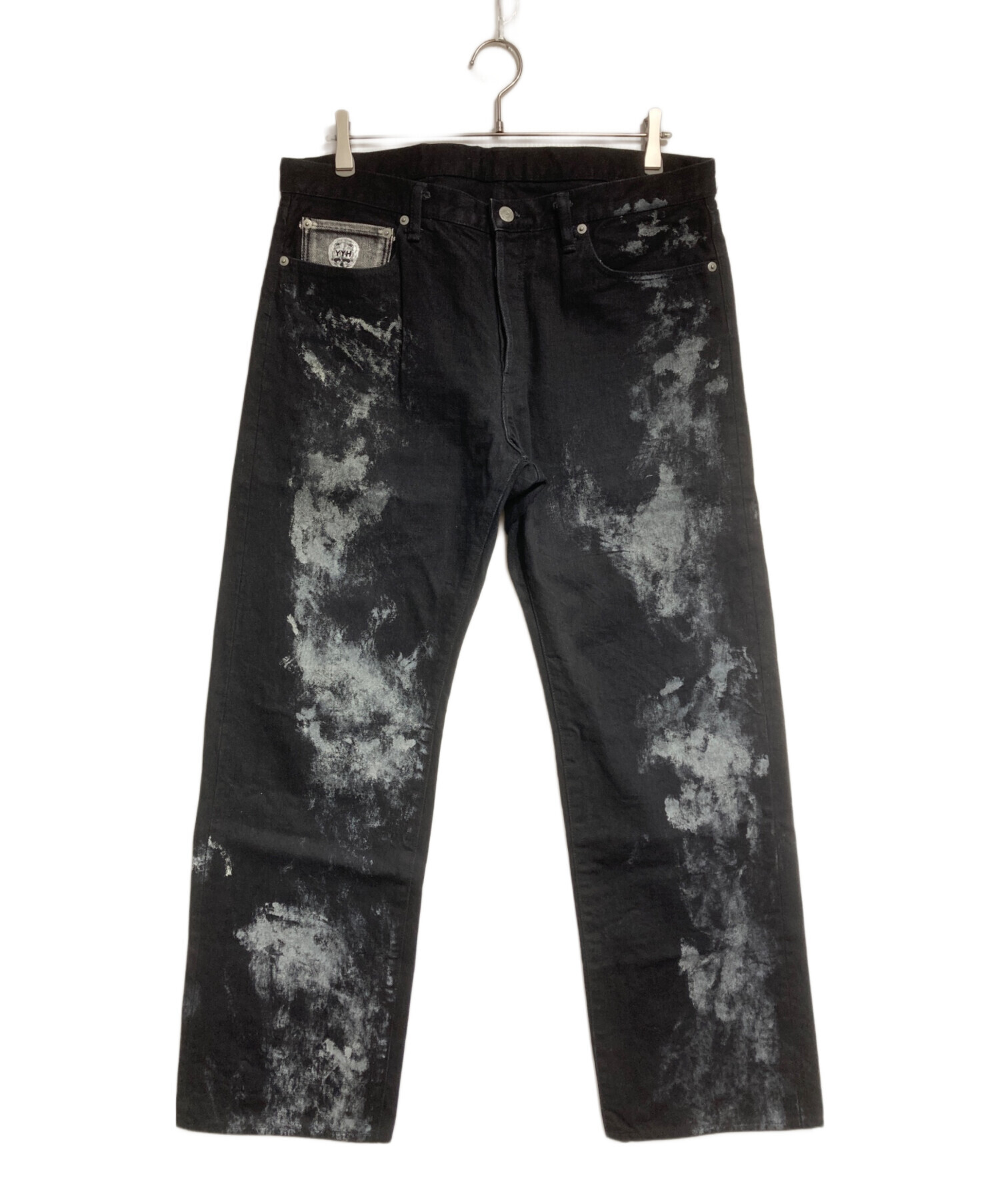【新品 未使用】YohjiYamamoto ペイントデニム 黒 サイズ1 中古・古着通販】YOHJI YAMAMOTO HOMME (ヨウジヤマモトオム) ペイント