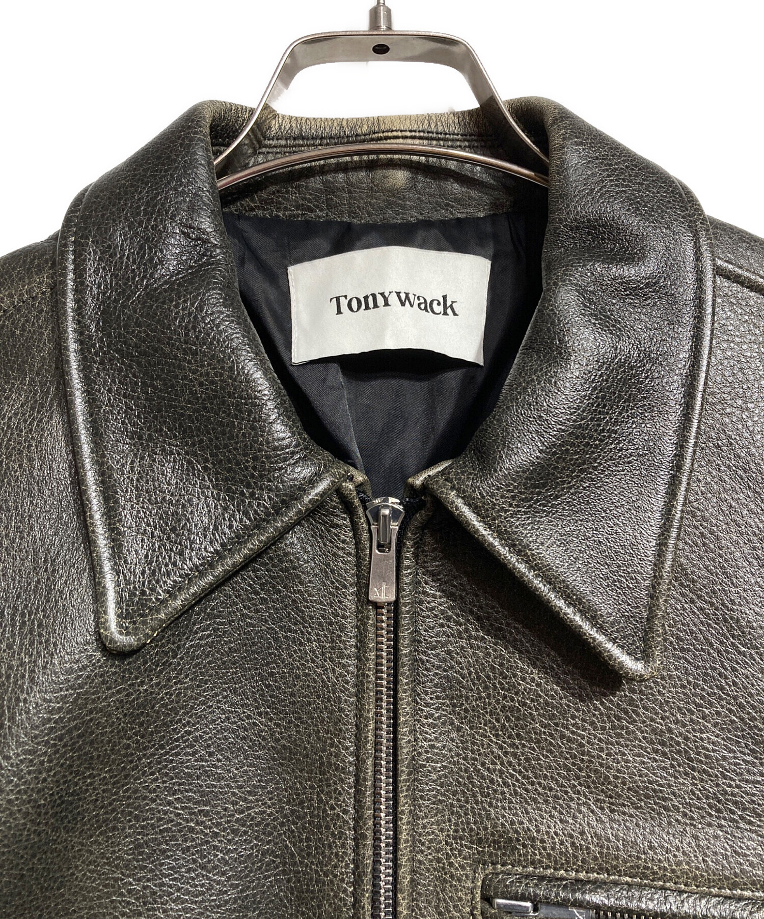 【中古】 日本的経営の変革 中古・古着通販】TONY WACK (トニーワック) LEATHER CHEST ZIP JACKET