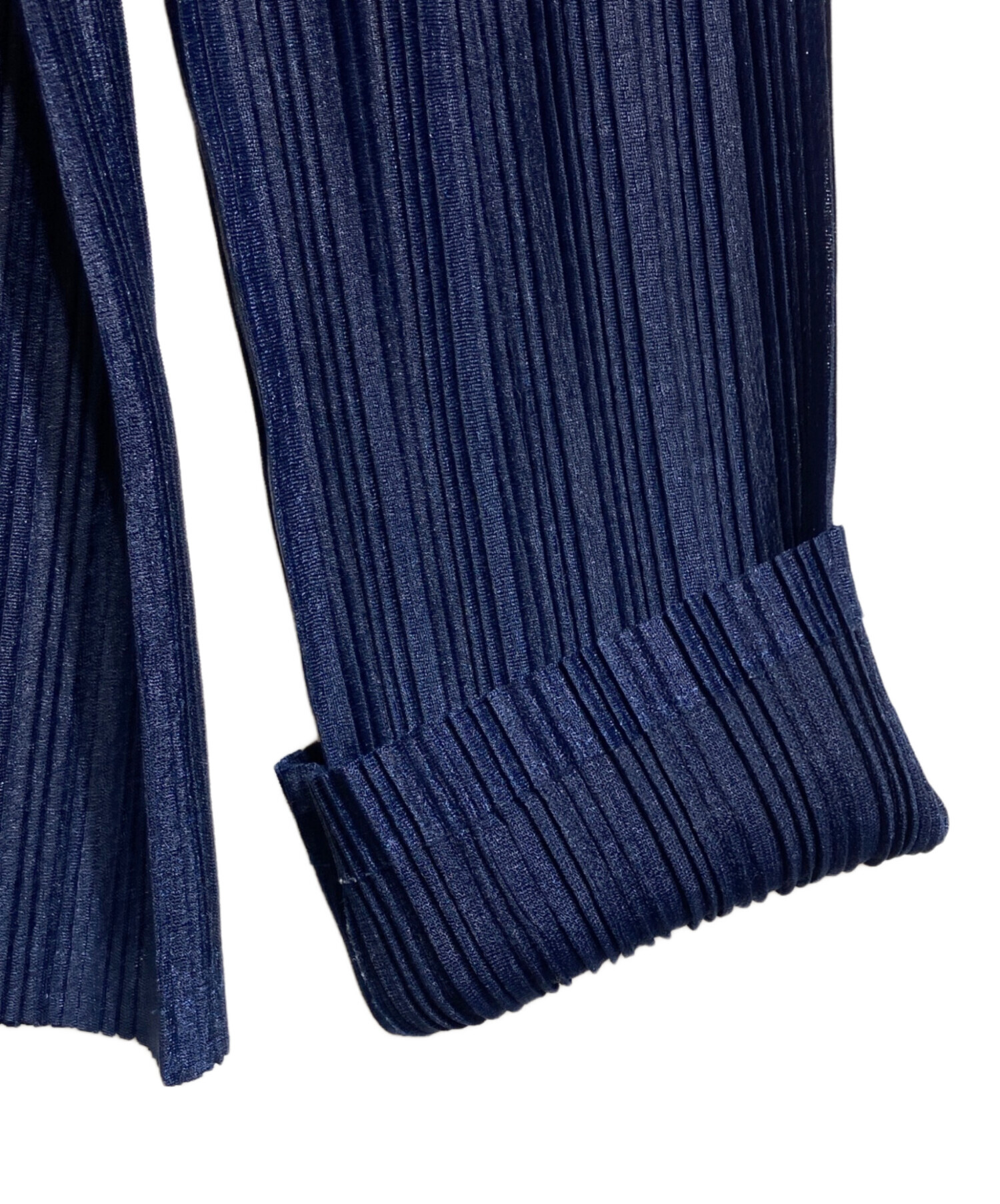 ✨PLEATS PLEASE ベルトリボン付 変形プリーツ カットソー 濃紺 L
