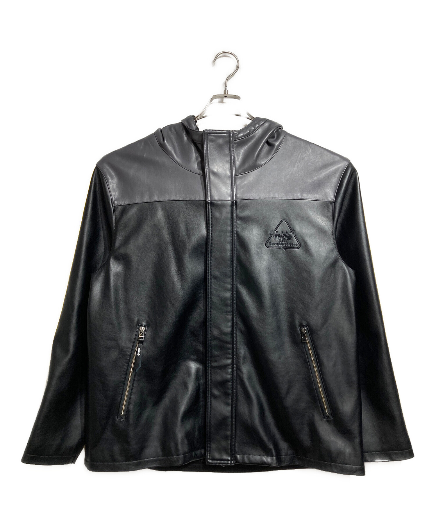 hide × glamb レザー ラインパーカー 中古・古着通販】glamb (グラム) hide (ヒデ) フェイクレザーライン