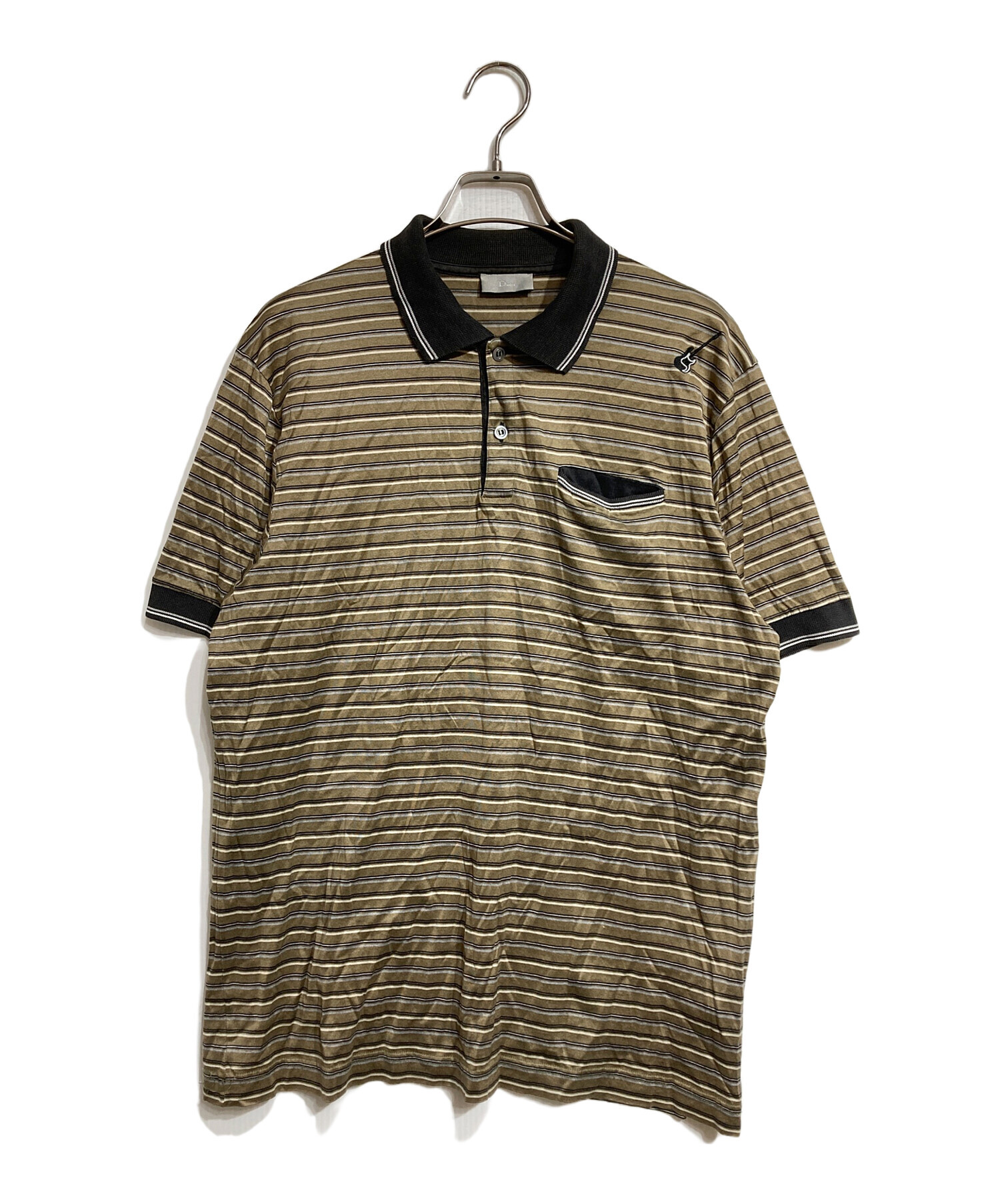 Dior Homme SS05 ギター　ボーダー　ポロシャツ 中古・古着通販】DIOR HOMME (ディオール オム) ギター刺繍ボーダー