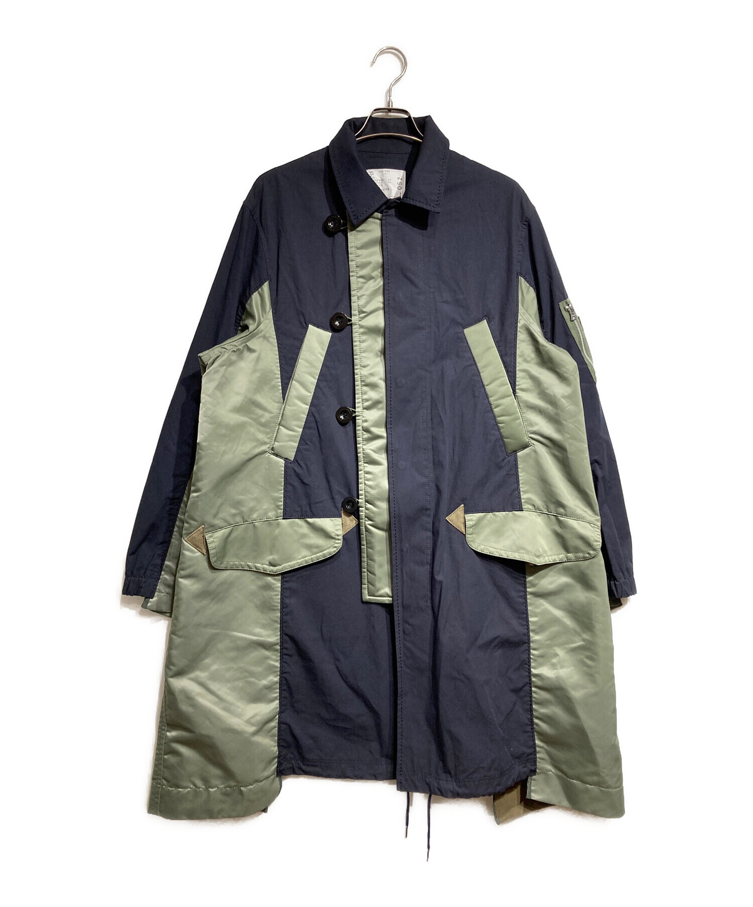sacai military coat　サイズ１　20AW パネルダブルコート 中古・古着通販】sacai (サカイ) ドッキングミリタリーコート/Mixed