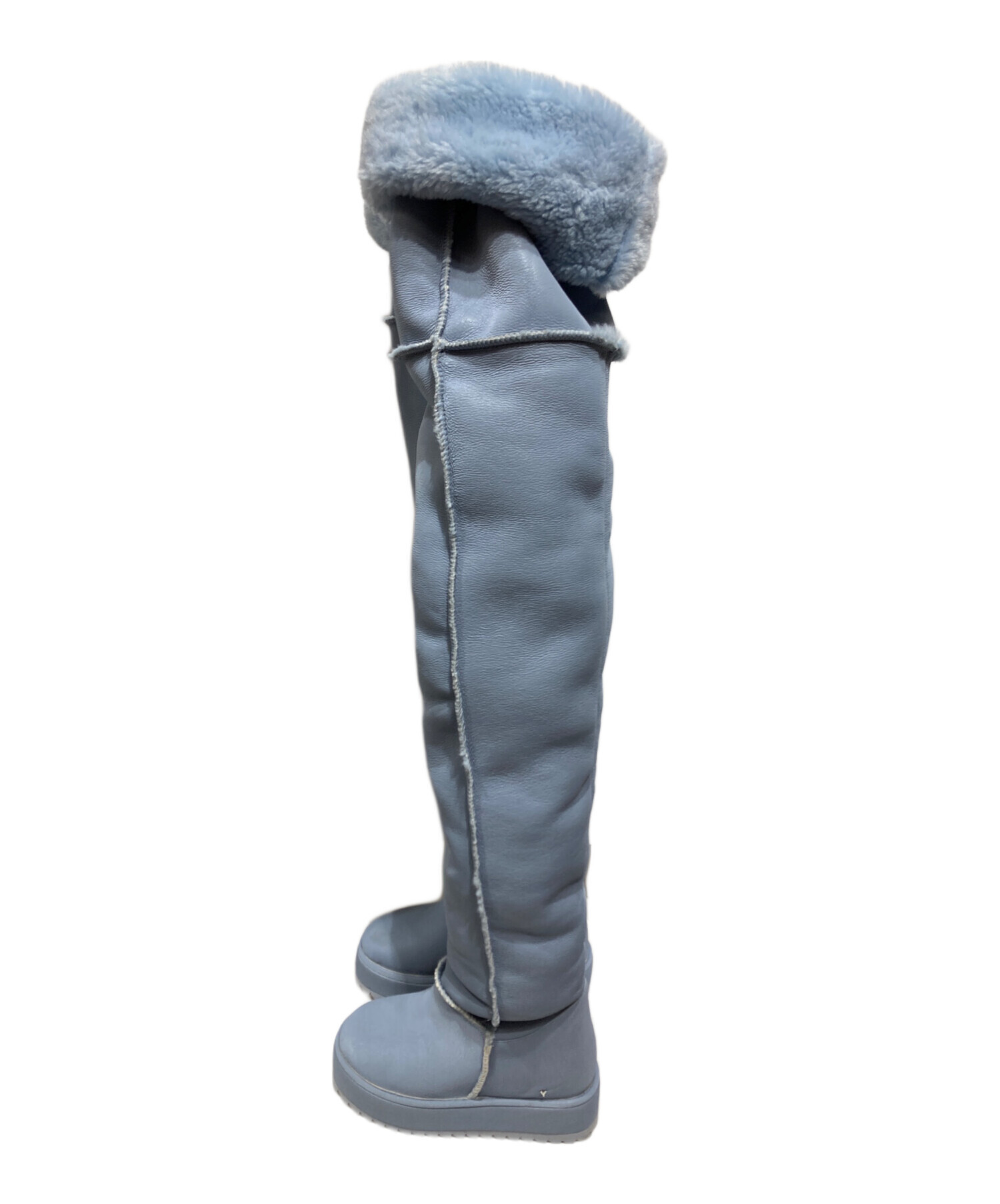 YELLO ファー ロング ブーツ グレー 中古・古着通販】YELLO (イエロ) ムートンロングブーツ/Sheepskin long
