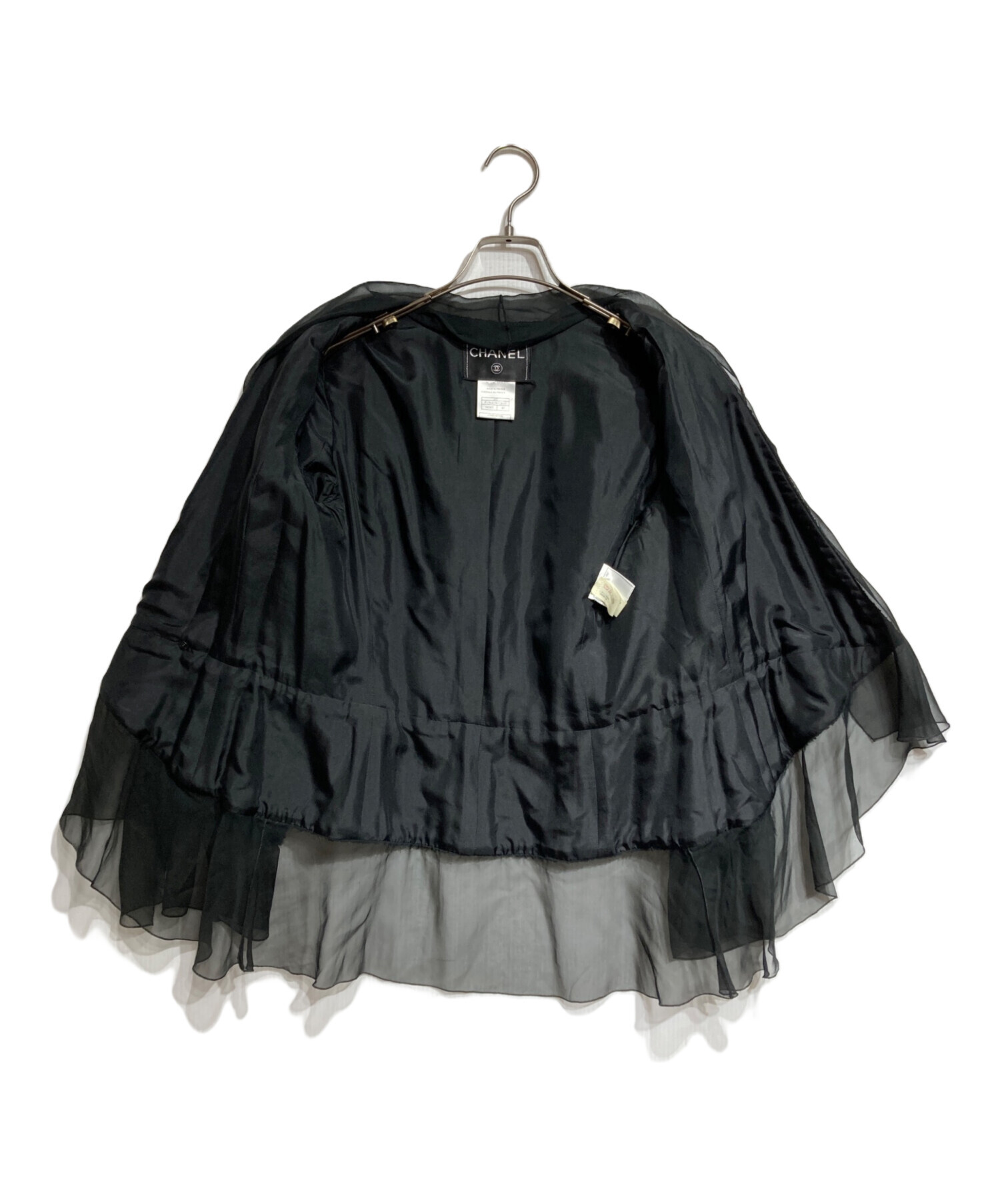 中古・古着通販】CHANEL (シャネル) ツイード×チュール切替シルク 中古・古着通販】CHANEL (シャネル) ツイード×チュール切替シルク