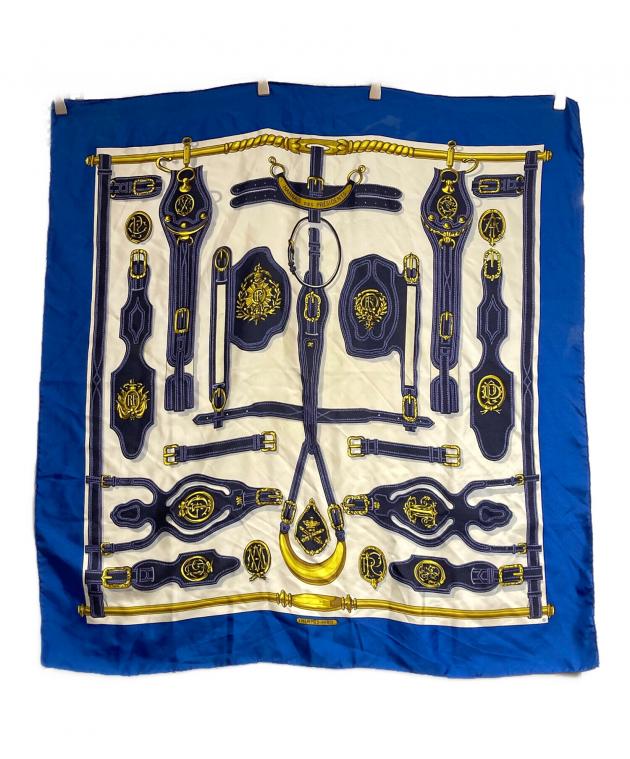 【美品】  HERMES / エルメス | HARNAIS DES PRESIDENTS silk 100％ / 大統領の馬具 総柄 シルク ツイリー | オレンジ/マルチカラー 中古・古着通販】HERMES (エルメス) カレ90/大統領の馬具(Harnais des