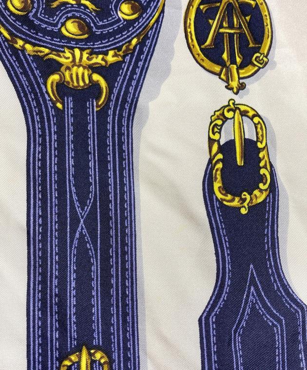 【美品】  HERMES / エルメス | HARNAIS DES PRESIDENTS silk 100％ / 大統領の馬具 総柄 シルク ツイリー | オレンジ/マルチカラー 中古・古着通販】HERMES (エルメス) カレ90/大統領の馬具(Harnais des