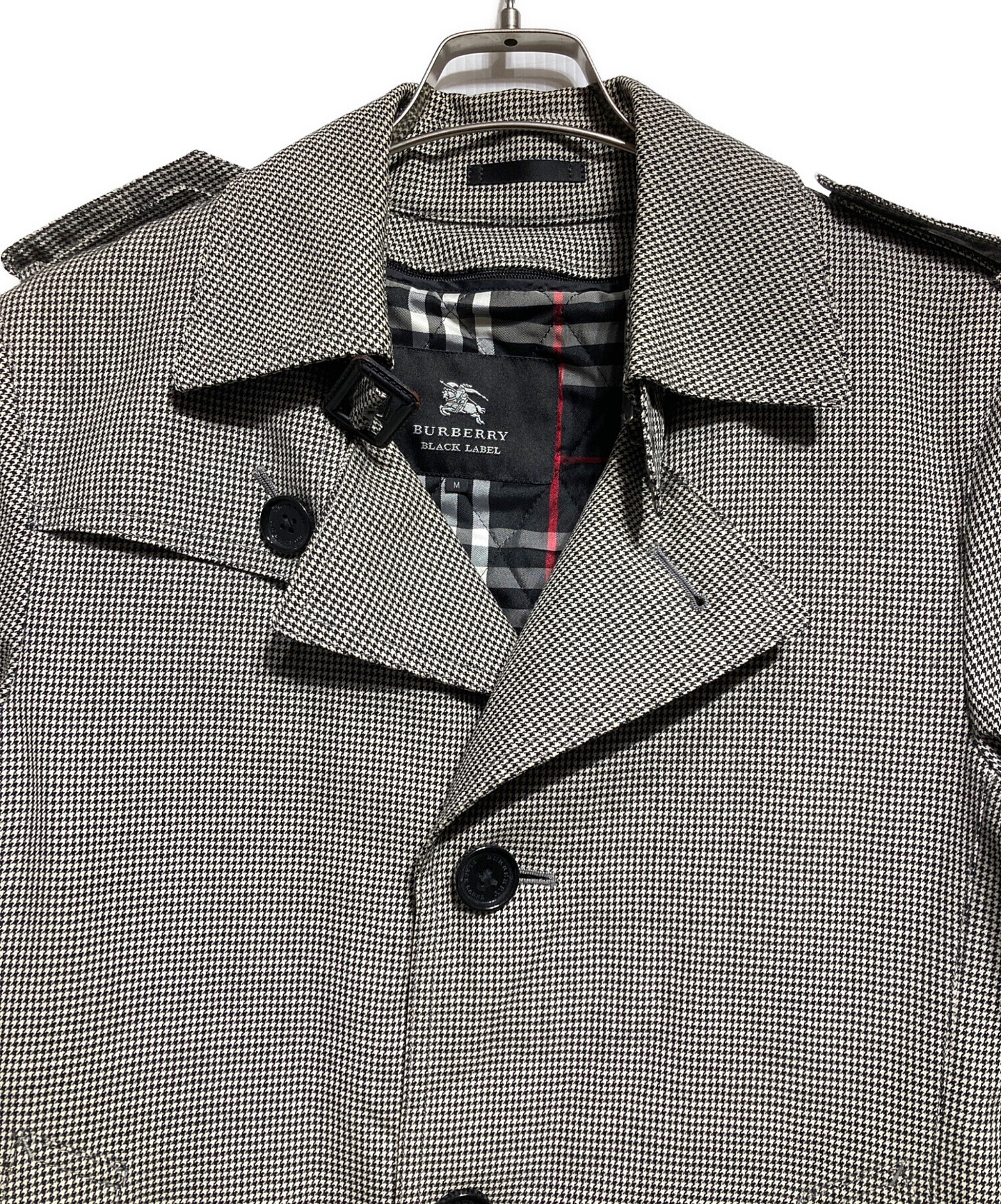 バーバリーブラックレーベル XL ライナー付 トレンチコート シングル 千鳥格子 中古・古着通販】BURBERRY BLACK LABEL (バーバリーブラックレーベル