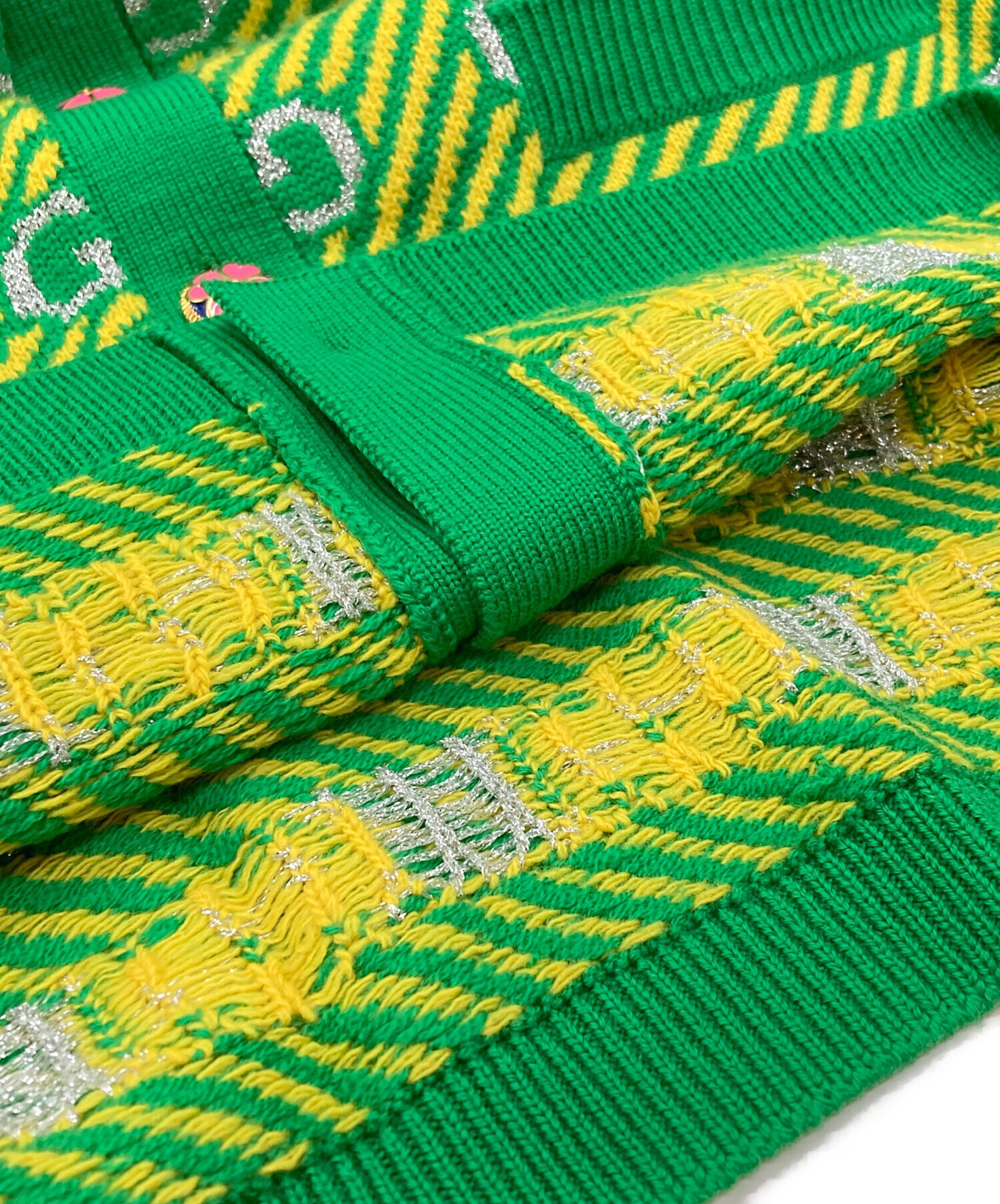 GUCCI グッチ　ストライプニットベスト　刺繍　ウール　ロゴ 中古・古着通販】GUCCI (グッチ) GGストライプジャガードベスト