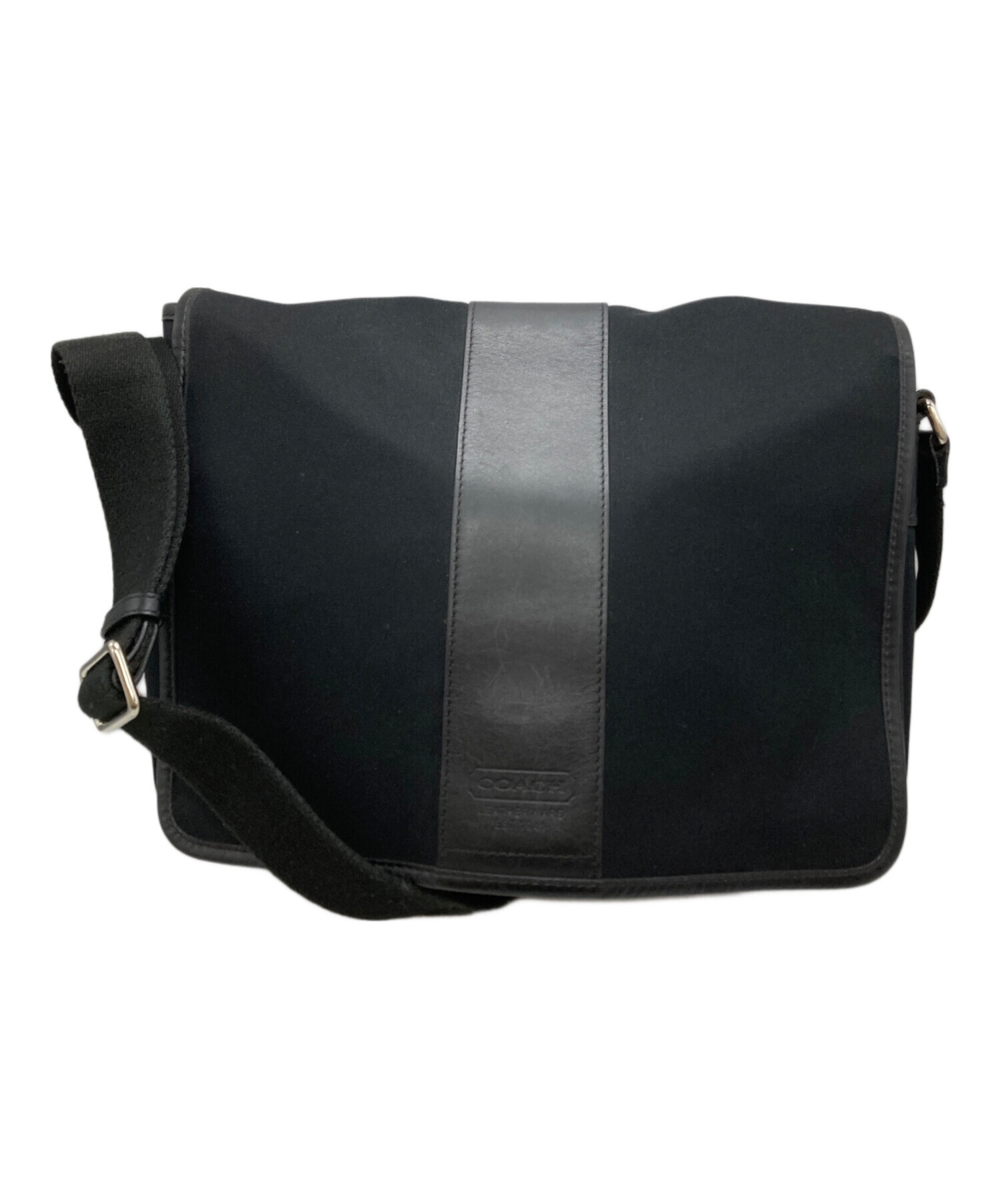 【美品/希少】COACH レザー フラップ ショルダーバッグ 黒 中古・古着通販】COACH (コーチ) フラップショルダーバッグ/Flap