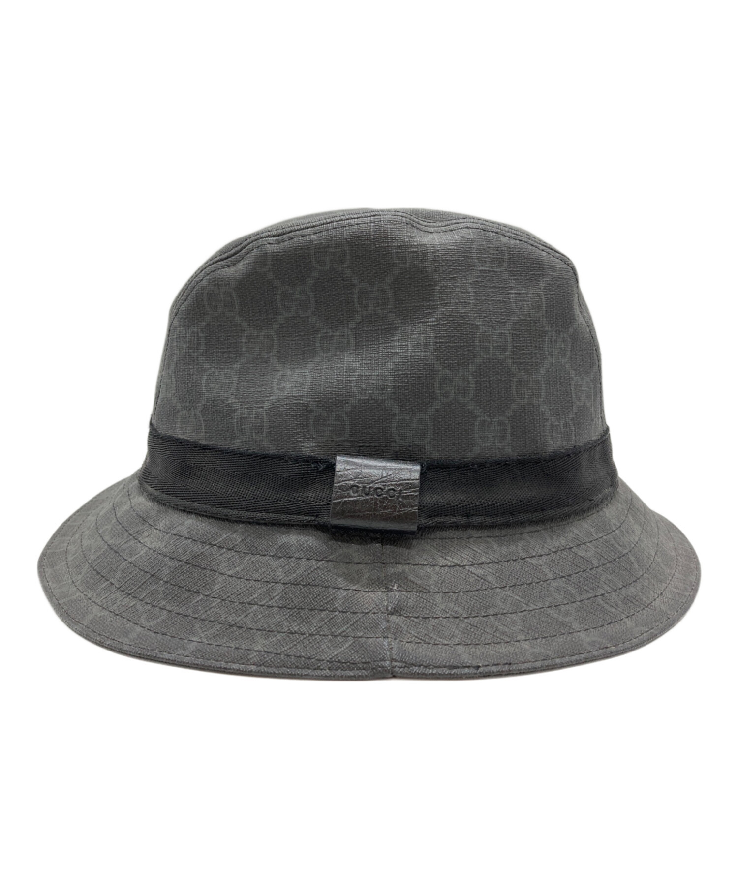 A-KTオシャレ！中古。GUCCIバケット風ハット。グレー、Lsize 中古・古着通販】GUCCI (グッチ) GGグッチシマPVCコーティングハット
